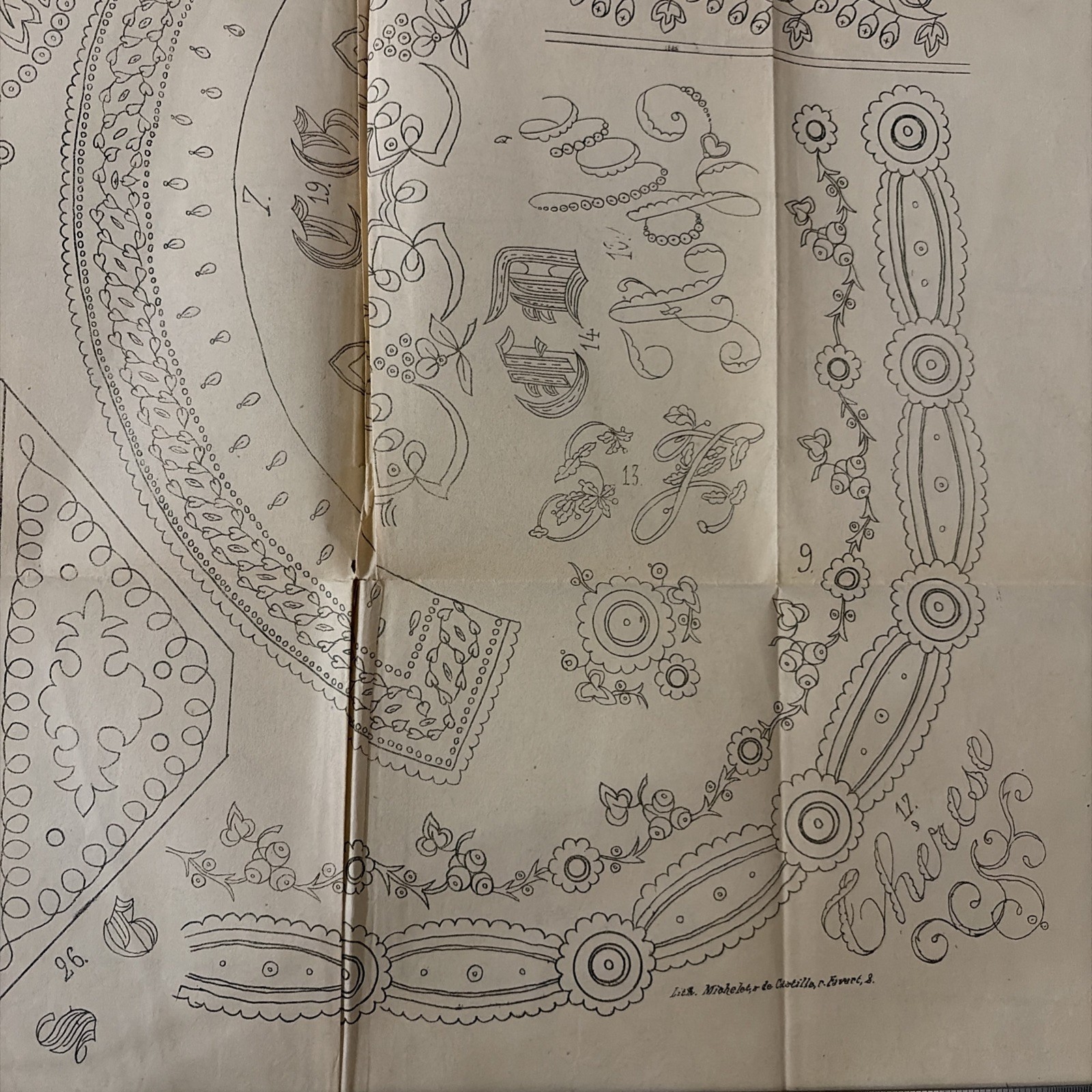 Rare Antique French Embroidery Pattern Sheet – Cendrillon Journal (November 1857