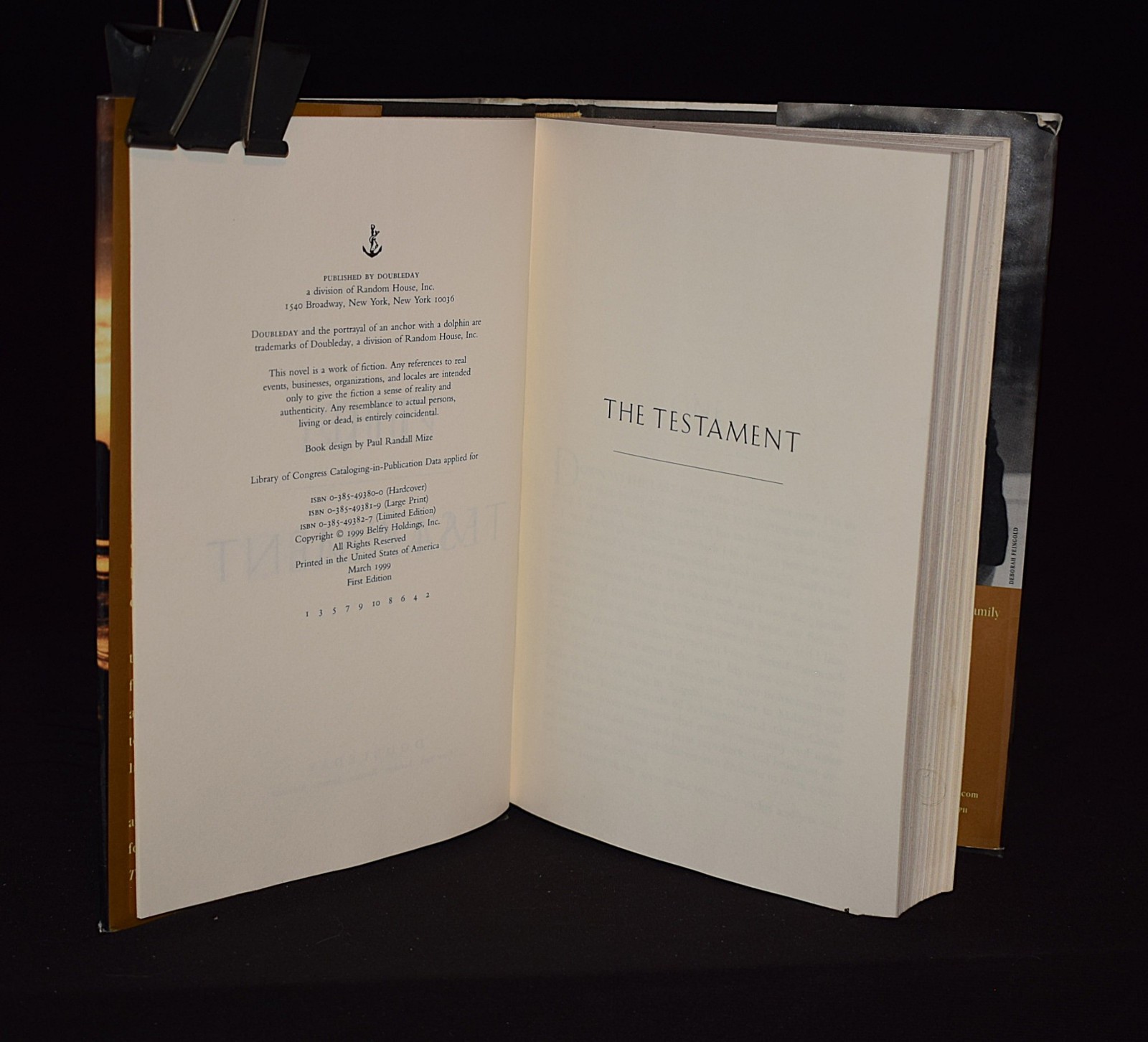 The Testament ~ by John Grisham ~ c 1999 ~ Pages 435 ~ Hardcover