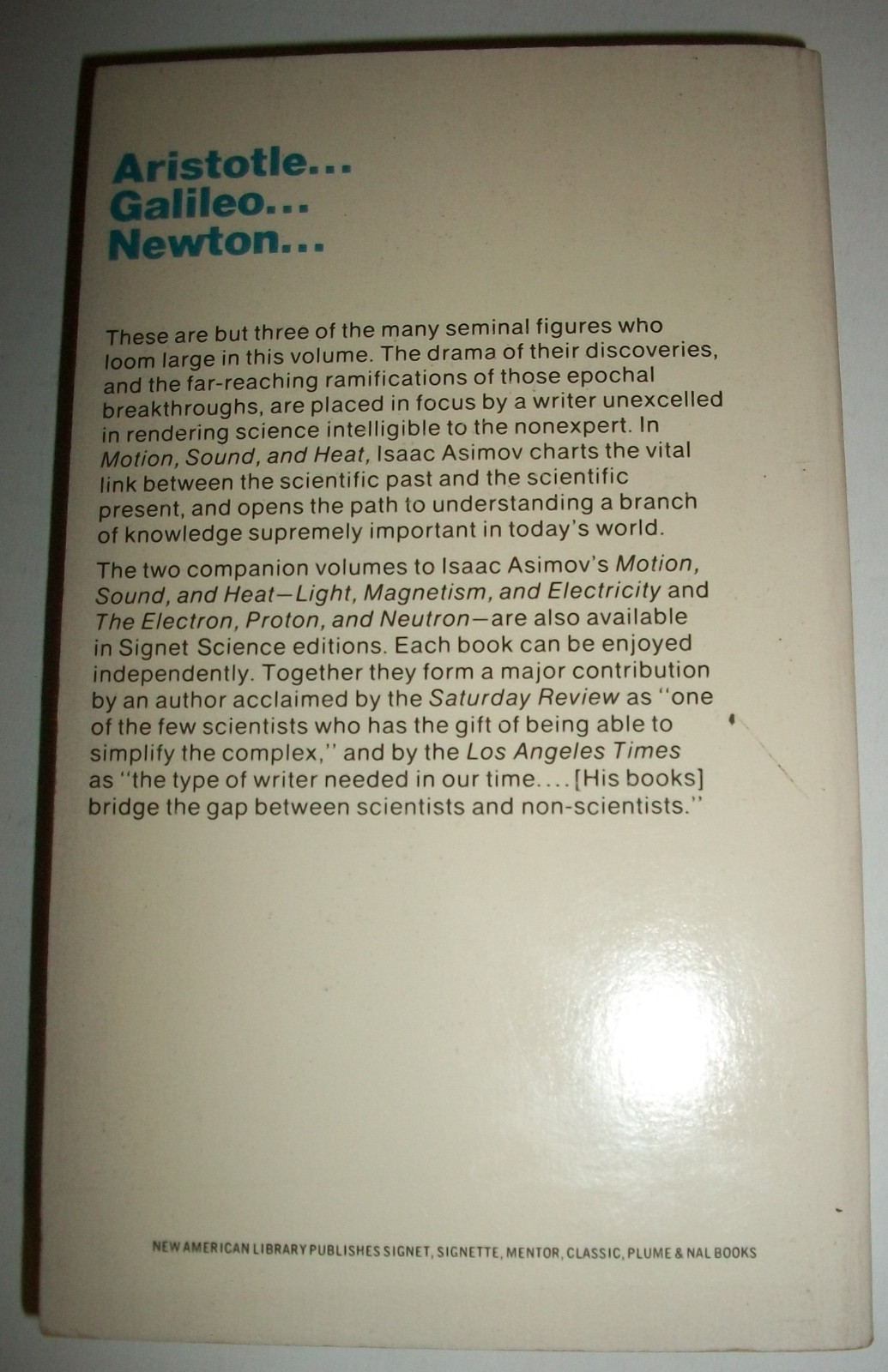 Isaac Asimov Understanding Physics: Motion Sound 1969 3rd Y5445 $1.25 ill. PB VG