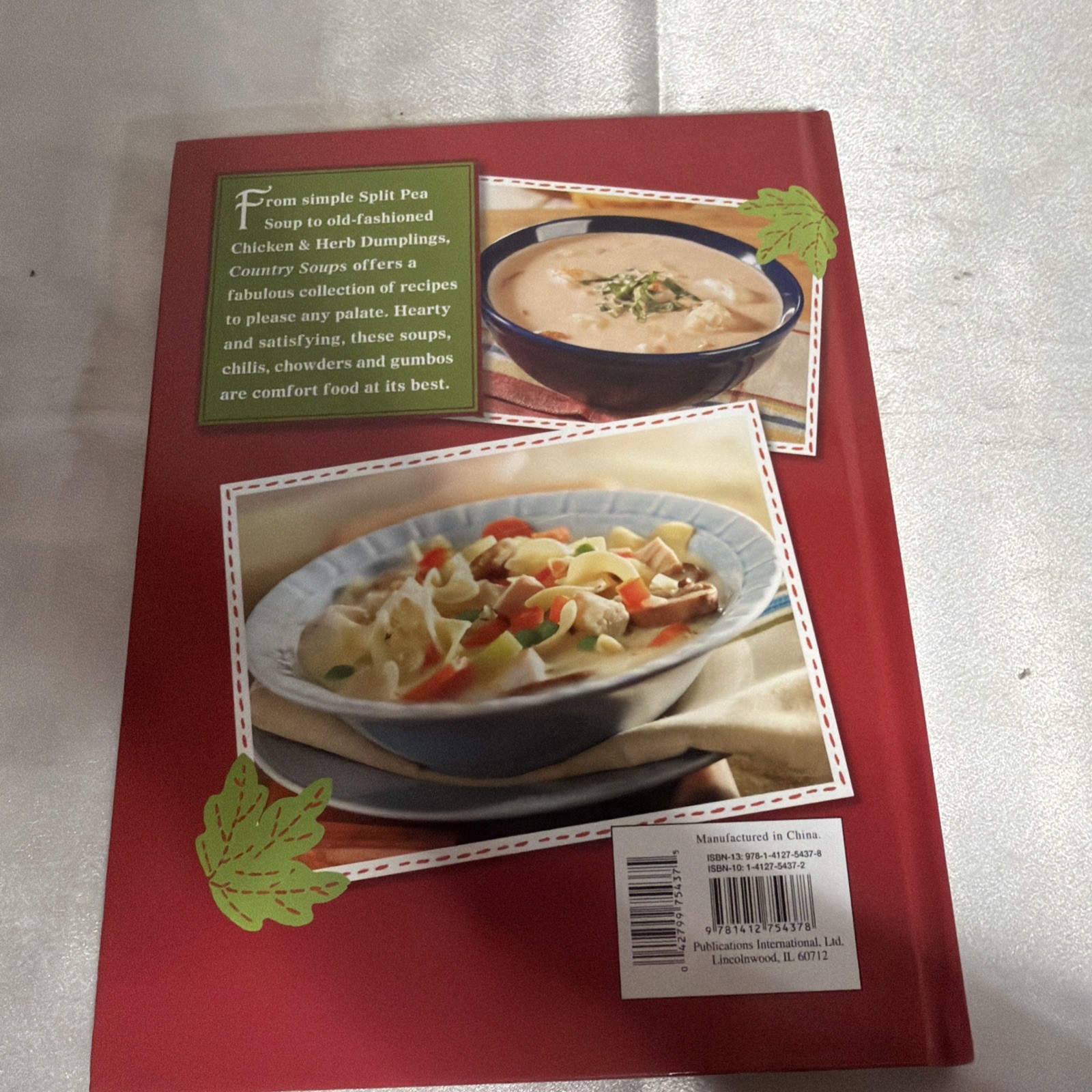 Country Soups Recipe Book Hardback 11 X 8.5 Inches Brand Name Recipies Book