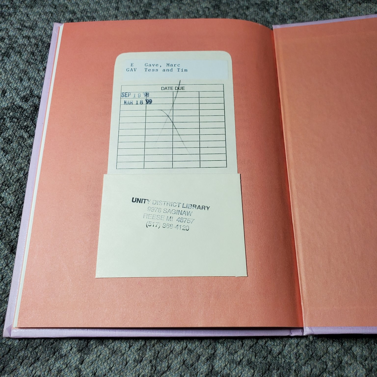 Tess and Tim Marc Gave 1988 First Printing Illustrated Parents Magazine Press