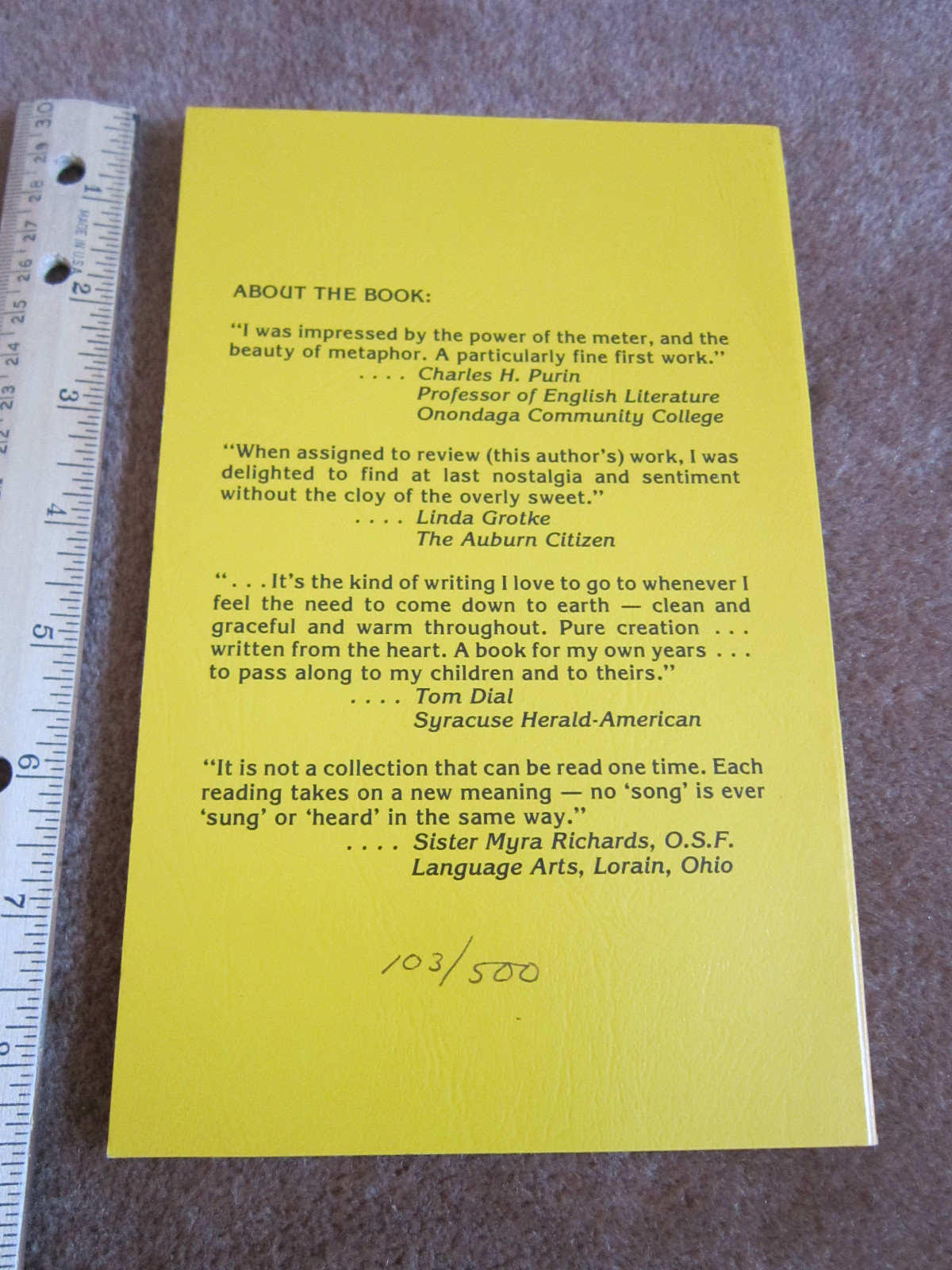 Camillus NY author Poetry Book Number 103 of 500 Ruth Mather Stallbaum Poems