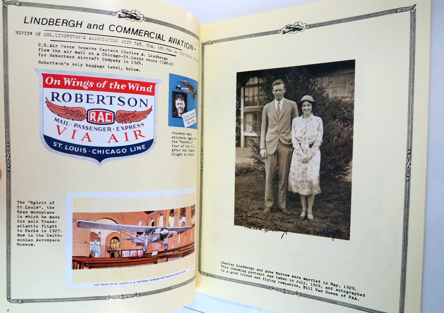 Lindbergh and Commercial Aviation by Don Thomas ©1988 1sr Edition PB