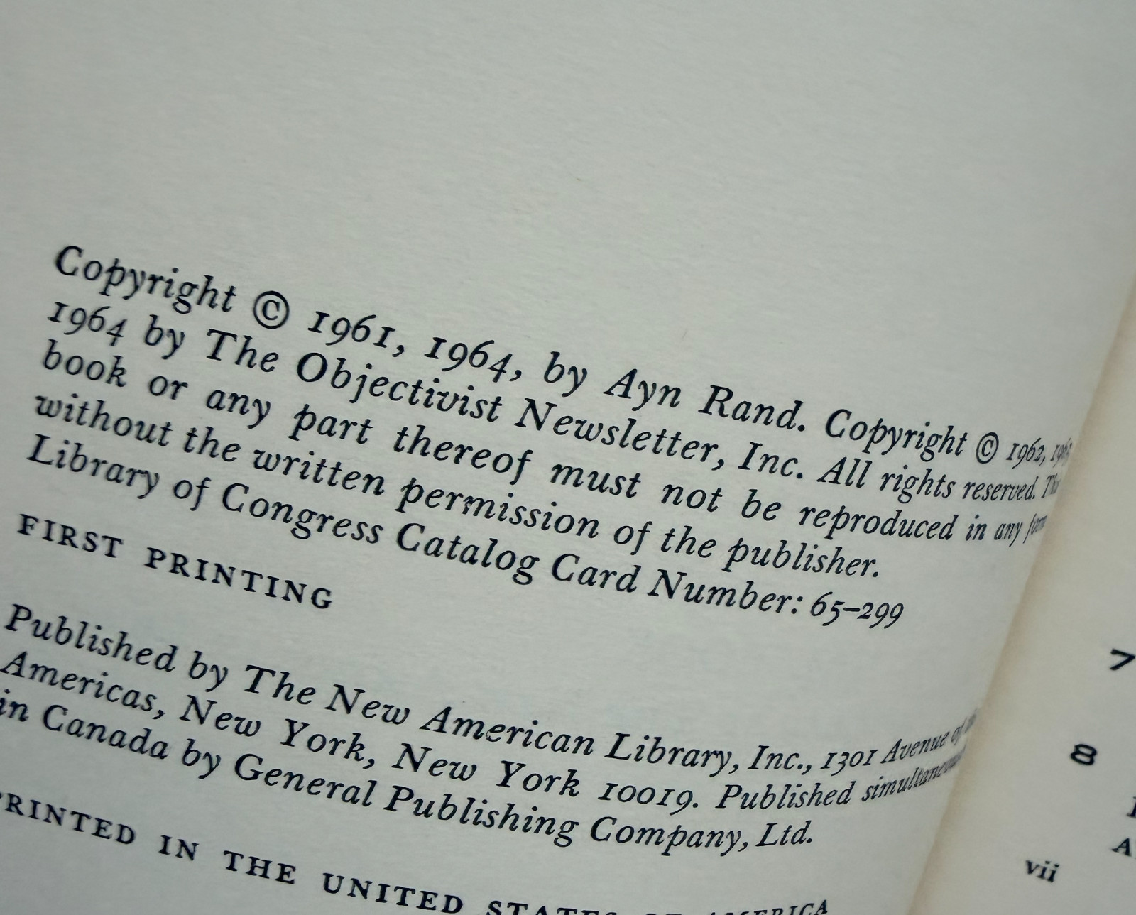 AYN RAND The Virtue of Selfishness 1st Edition 1st Printing 1964 HC/DJ FINE Rare