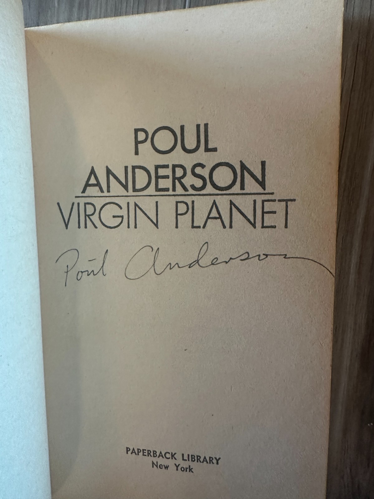 Virgin Planet Poul Anderson Signed Vintage Paperback Library Edition