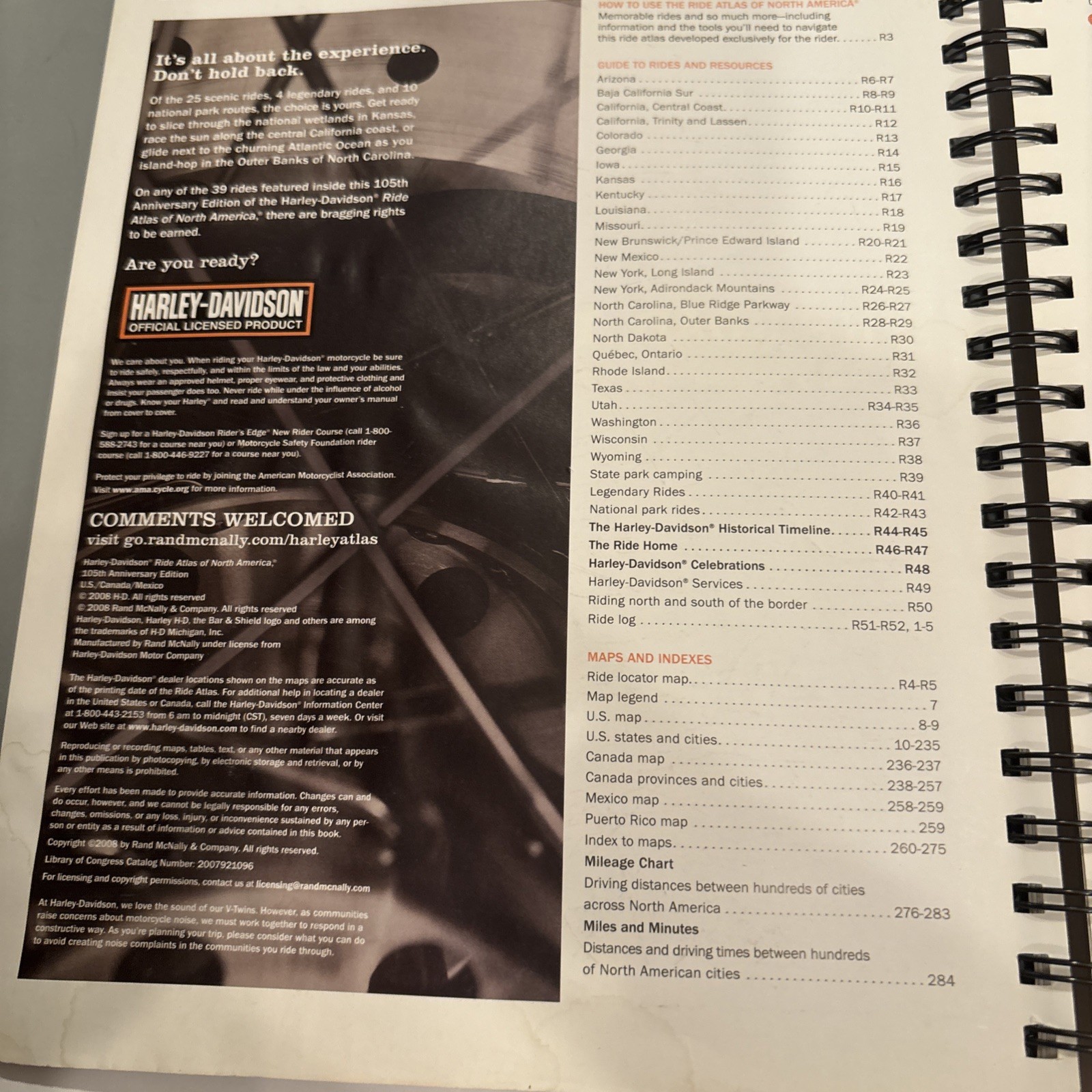 Rand McNally Harley Davidson Ride Atlas of North America The Anniversary Ed 2008