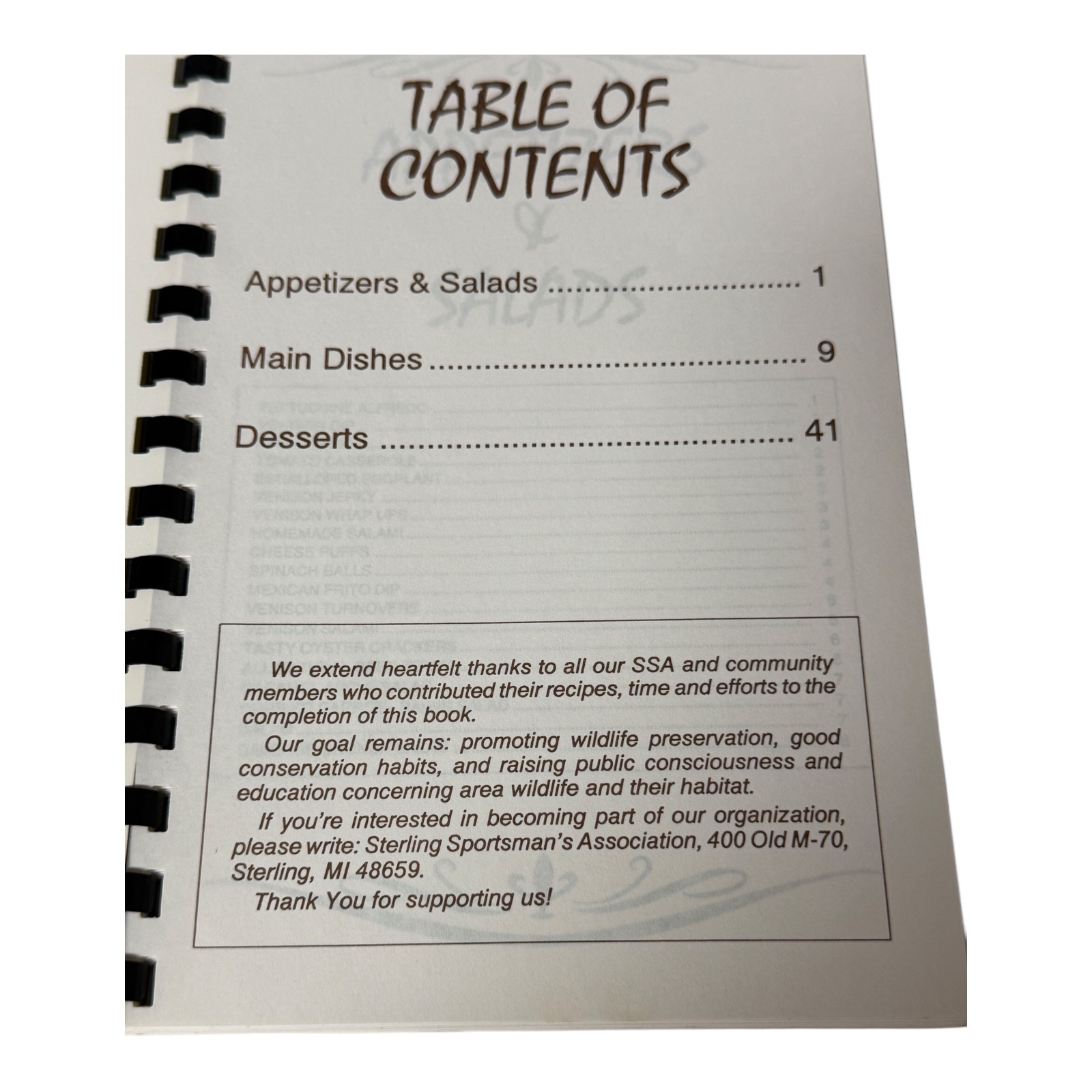 Sterling Sportsmans Association Wild Game Cookbook Recipes Michigan 61 Pages