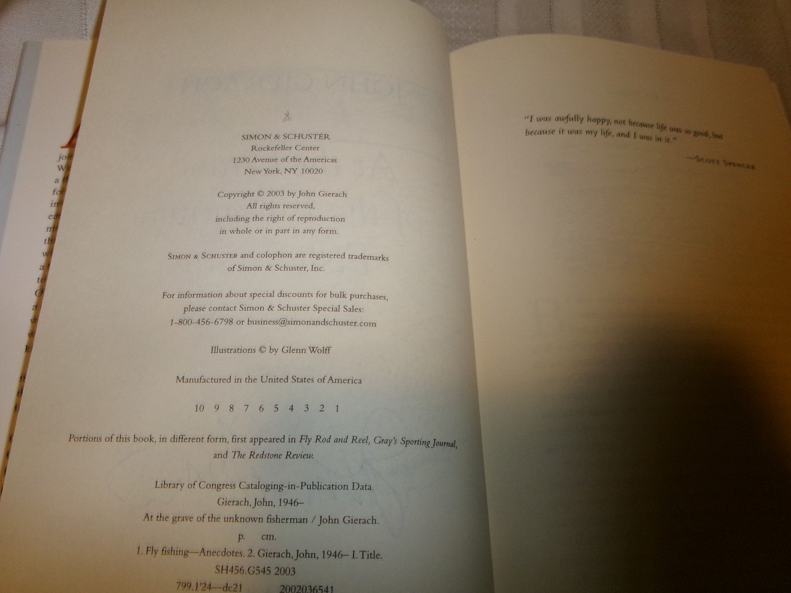 At The Grave Of The Unknown Fisherman by John Gierach 2003 Signed First Edition