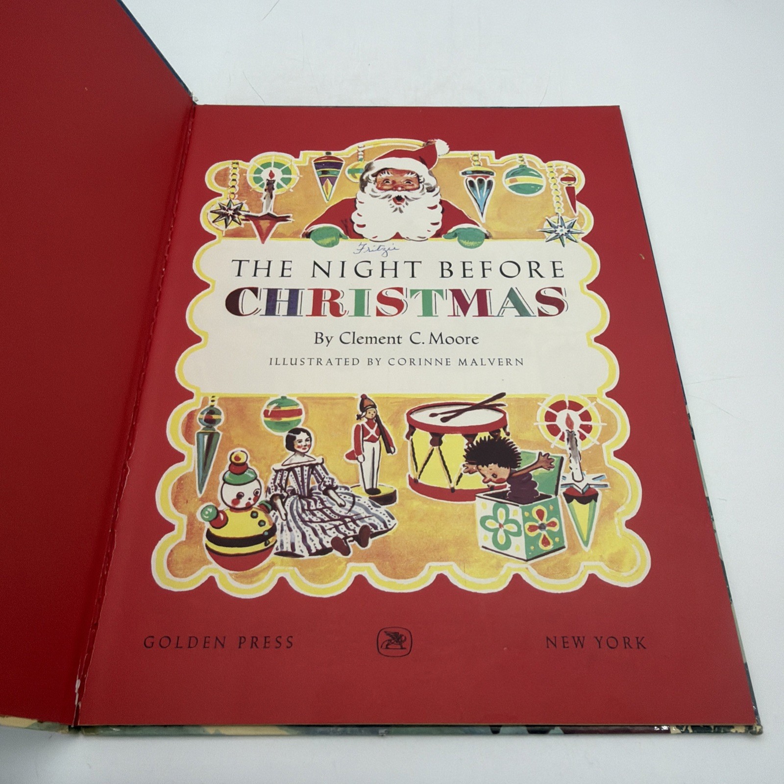 The Night Before Christmas Golden Press 1950 HC Moore Malvern Big Golden Book