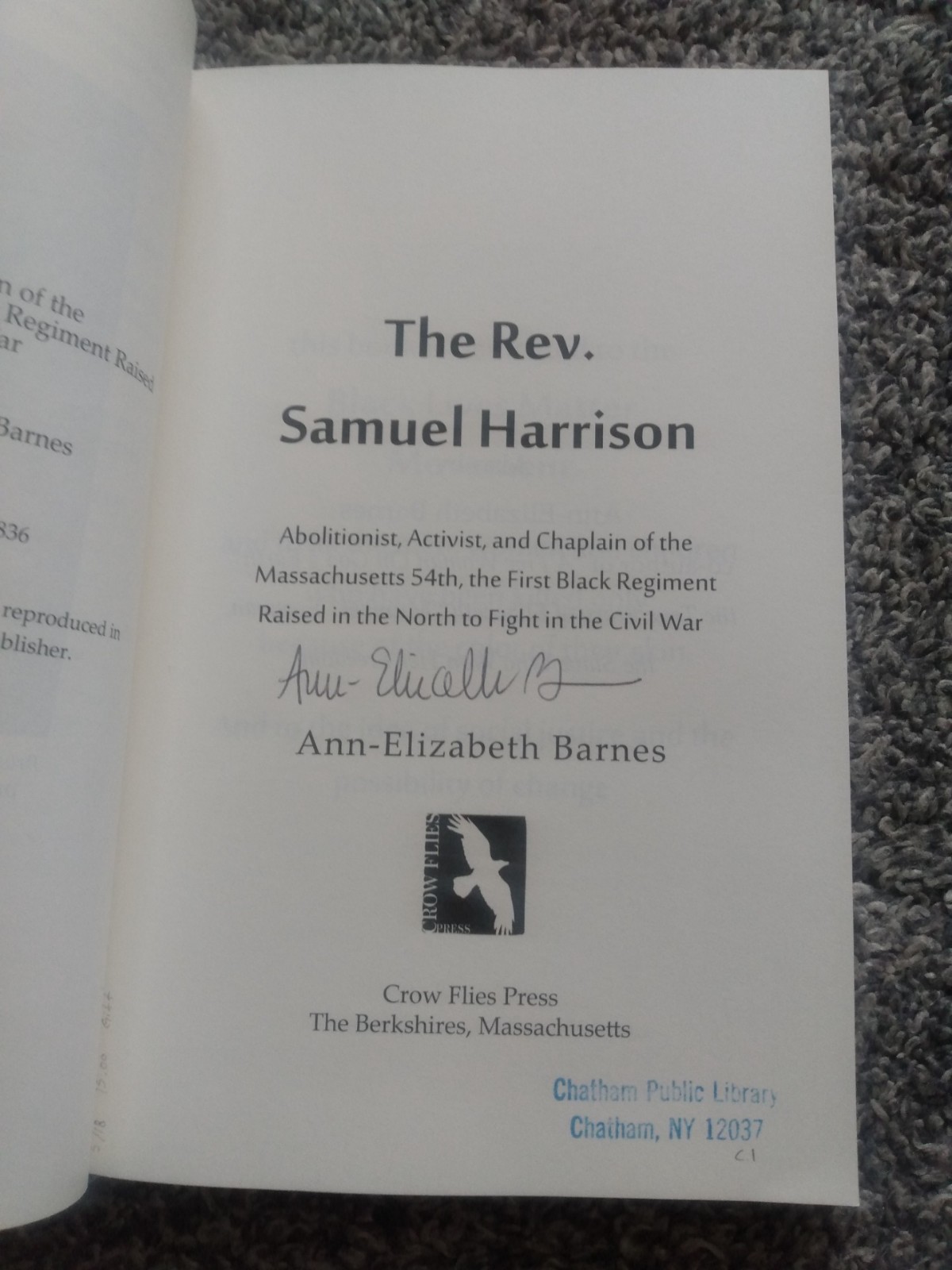 Rev Samuel Harrison 2016 Abolitionist Chaplin MA 54th Signed 1st(Black History