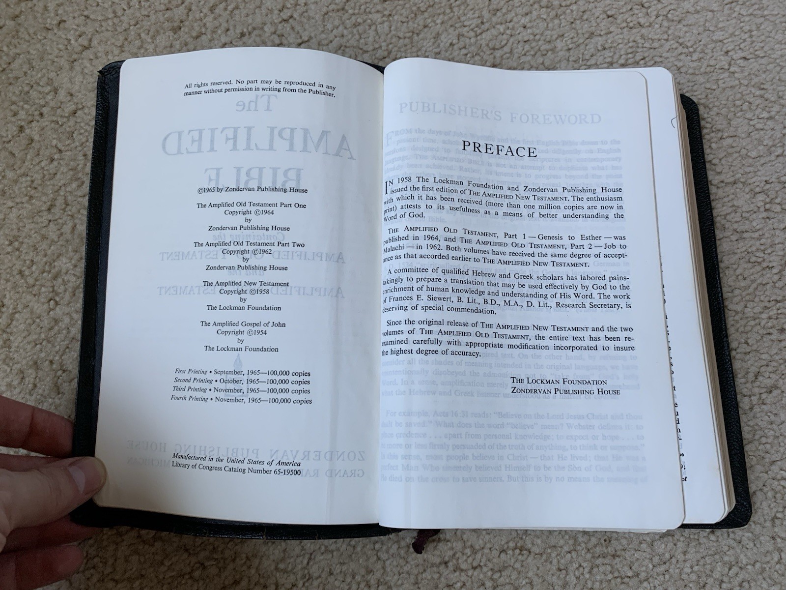 The Amplified Bible AMPC – 1965 Edition 4th Printing – Zondervan Leather