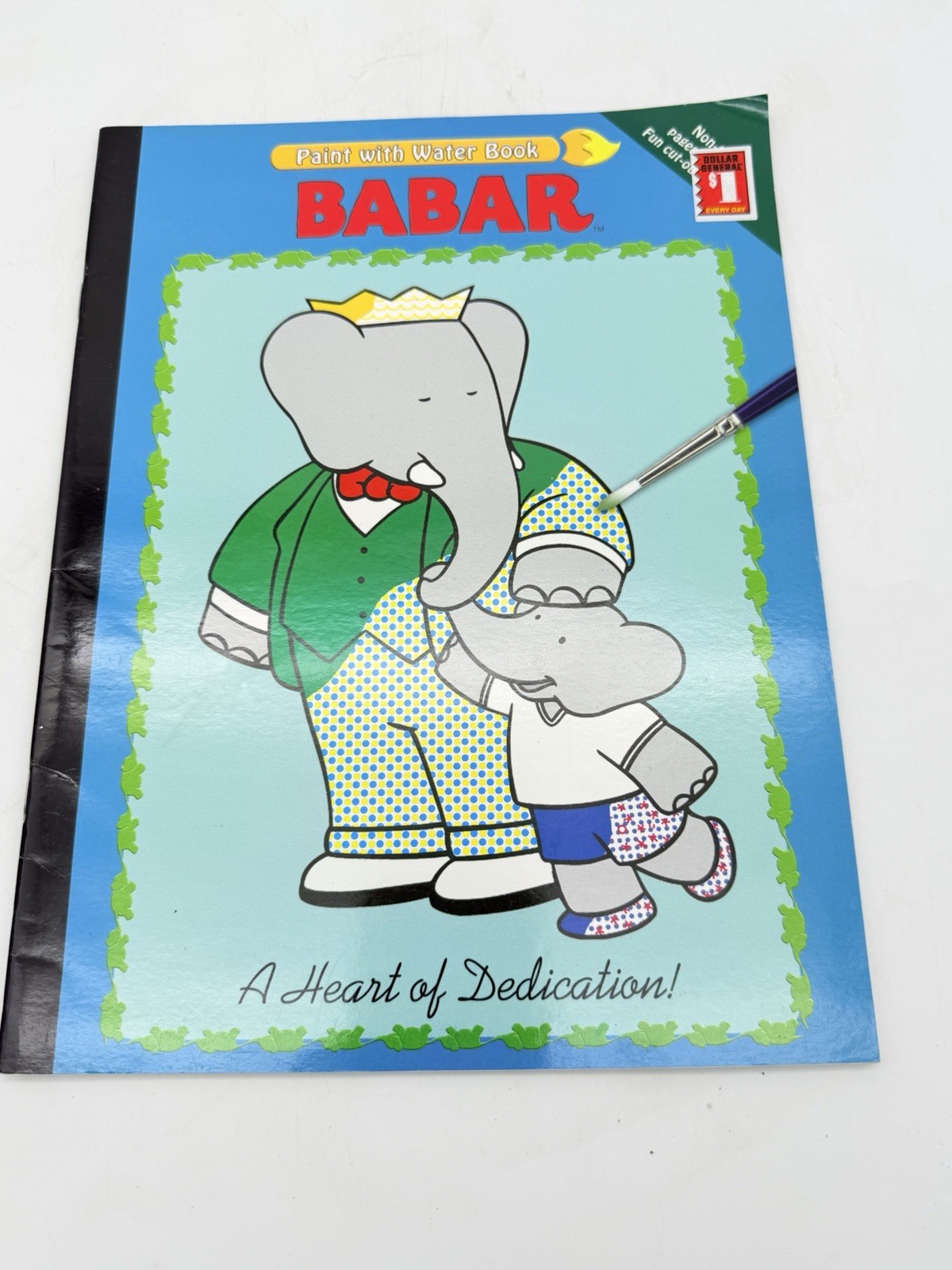 2 VINTAGE Babar the Elephant Paint With Water 16 Pages To Paint Books
