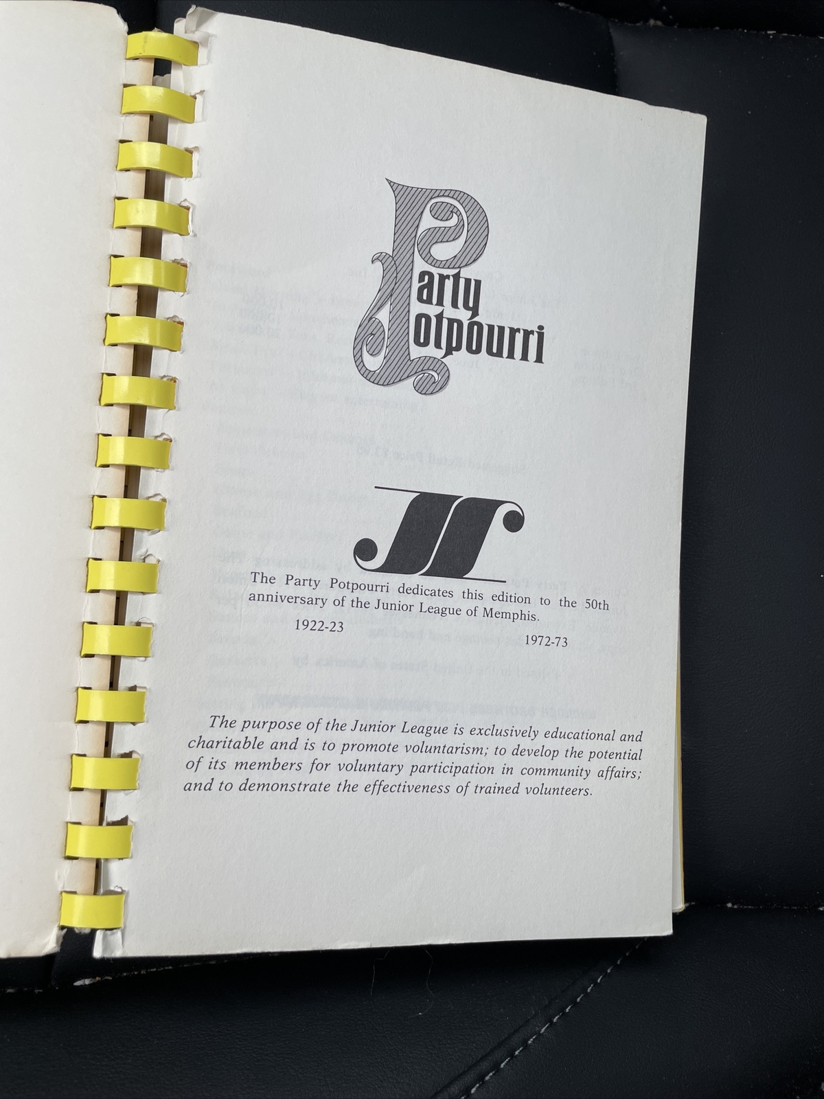 Party Potpourri Cookbook Junior League Memphis Tennessee 1972 3rd Edition