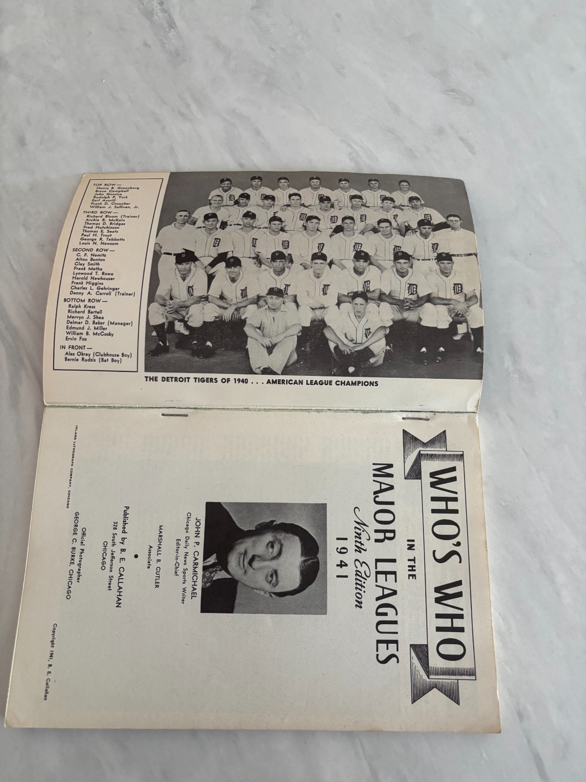 1941 “Who’s Who in the Major Leagues Baseball” -9th Edition; 127 complete pages