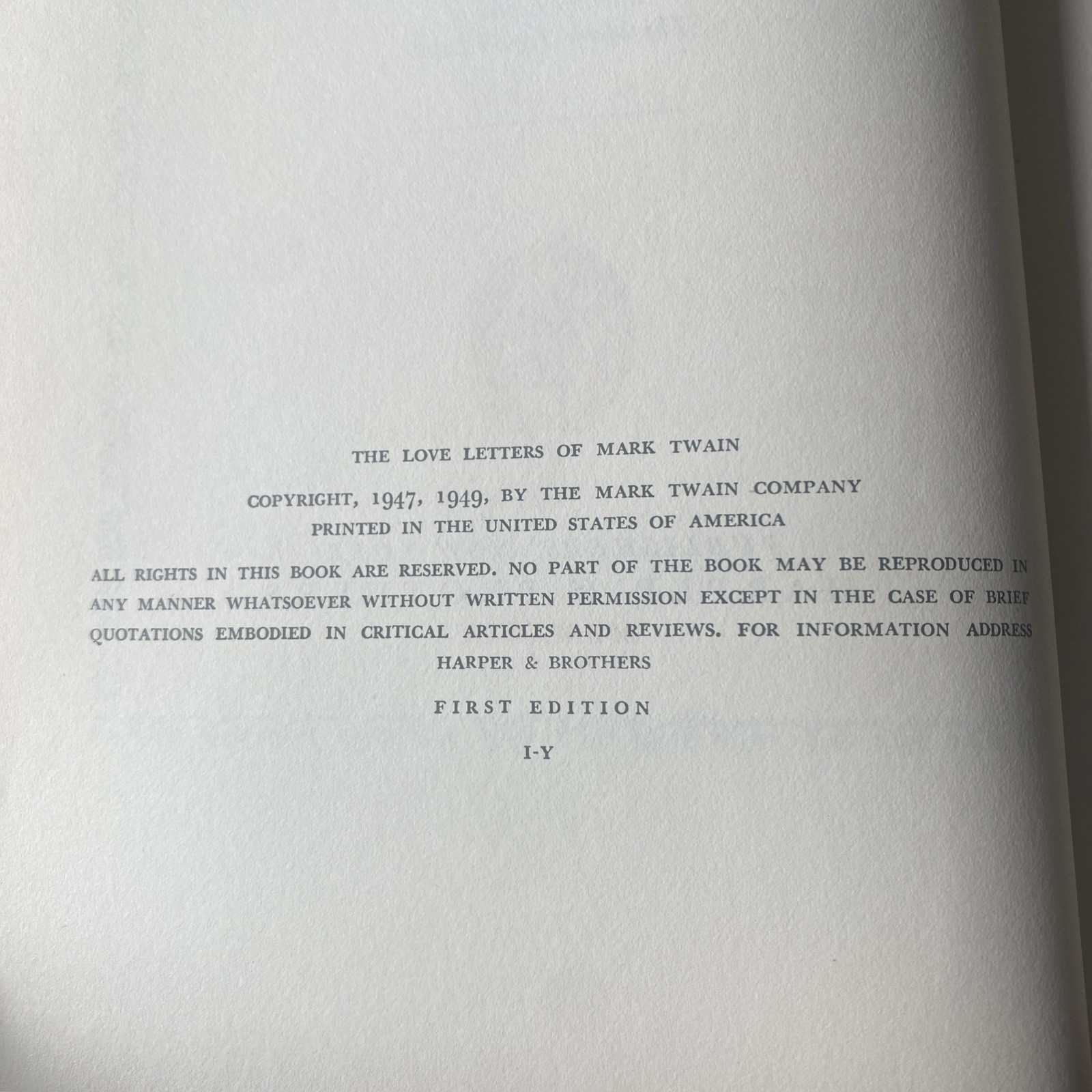 Love Letters of Mark Twain Hardcover w/ DJ, Edited by Dixon Wecter, First Ed
