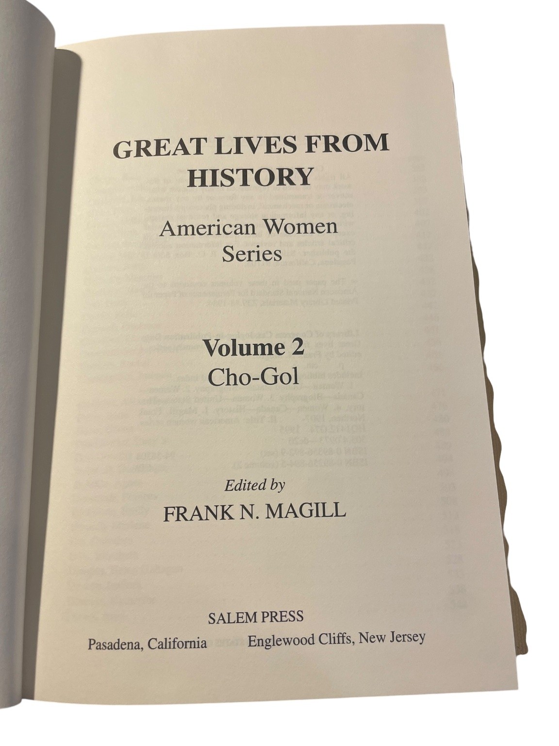Great Lives from History American Women Series Magill 1995 Salem Press