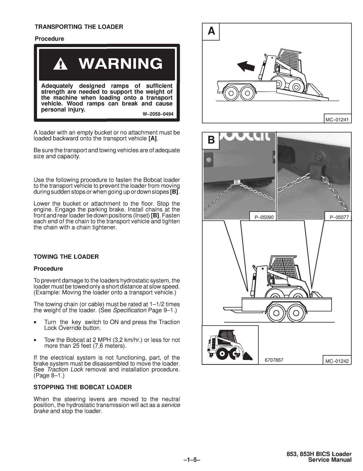 BOBCAT 853 Service Manual 1995 SN 508418001 Up – BOUND – COVERS – XL FOLDOUTS