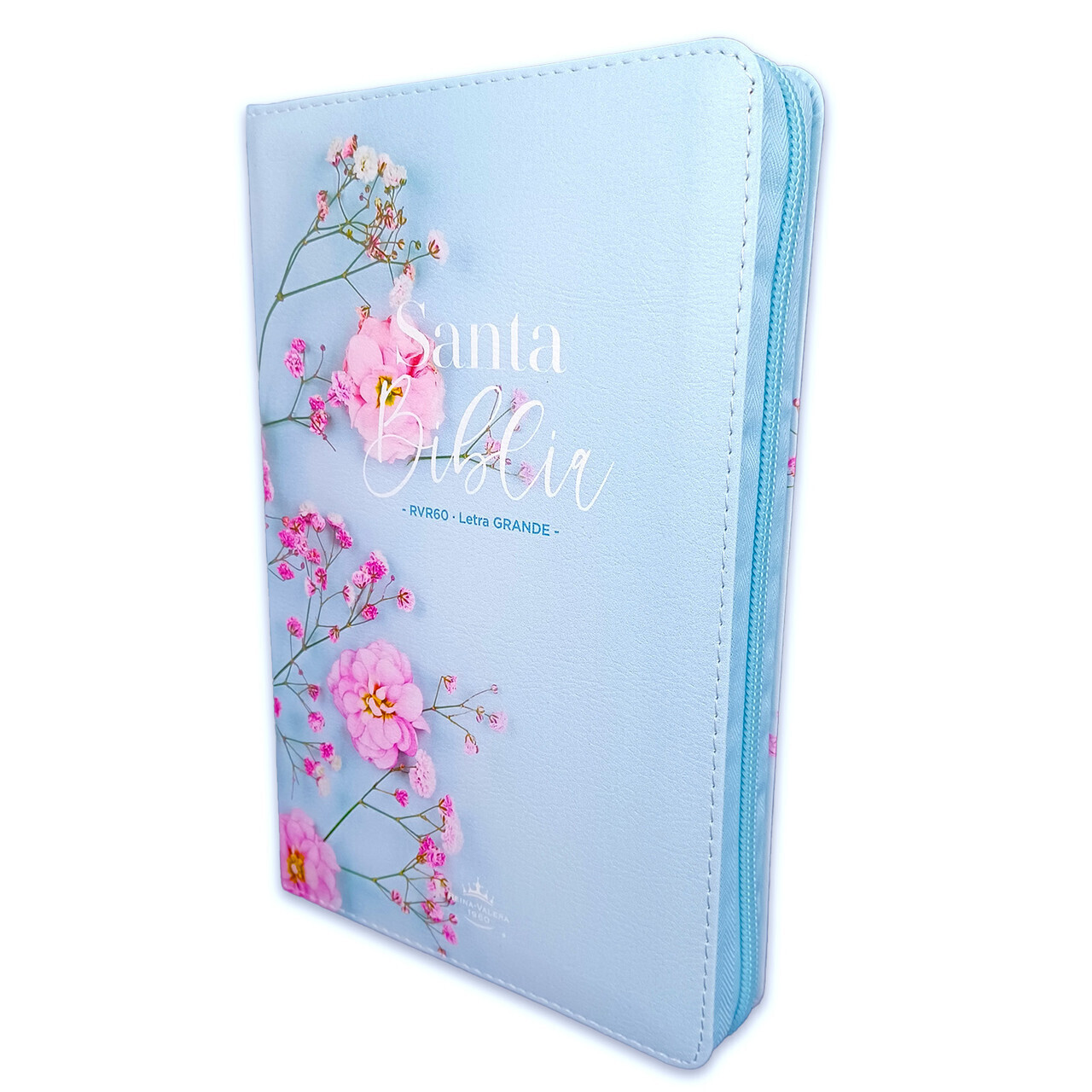 Biblia con Cierre Letra Grande 12 puntos RV1960 imit. floral turquesa con indice