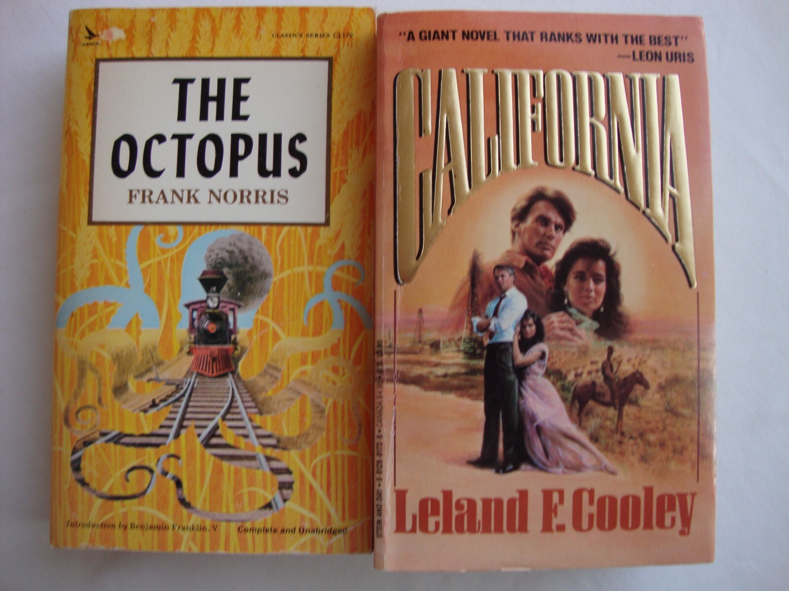 2 new OCTOPUS, CALIFORNIA pb books HISTORICAL DRAMA paperbacks FICTION, rare
