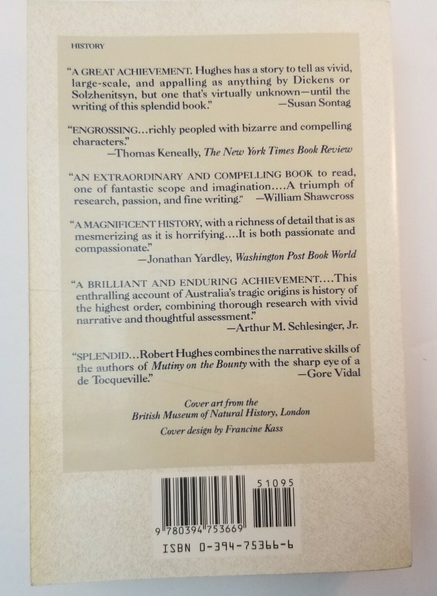 THE FATAL SHORE by Robert Hughes 1st Edition 1986 Softcover