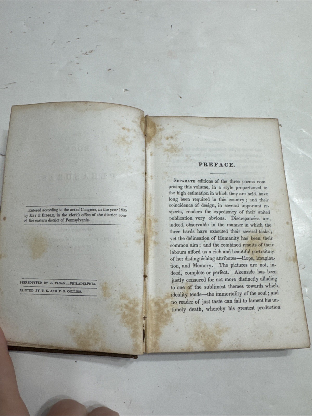 Vintage Book of Pleasures: Hope; Memory; Imagination; Campbel et al (1838) HB