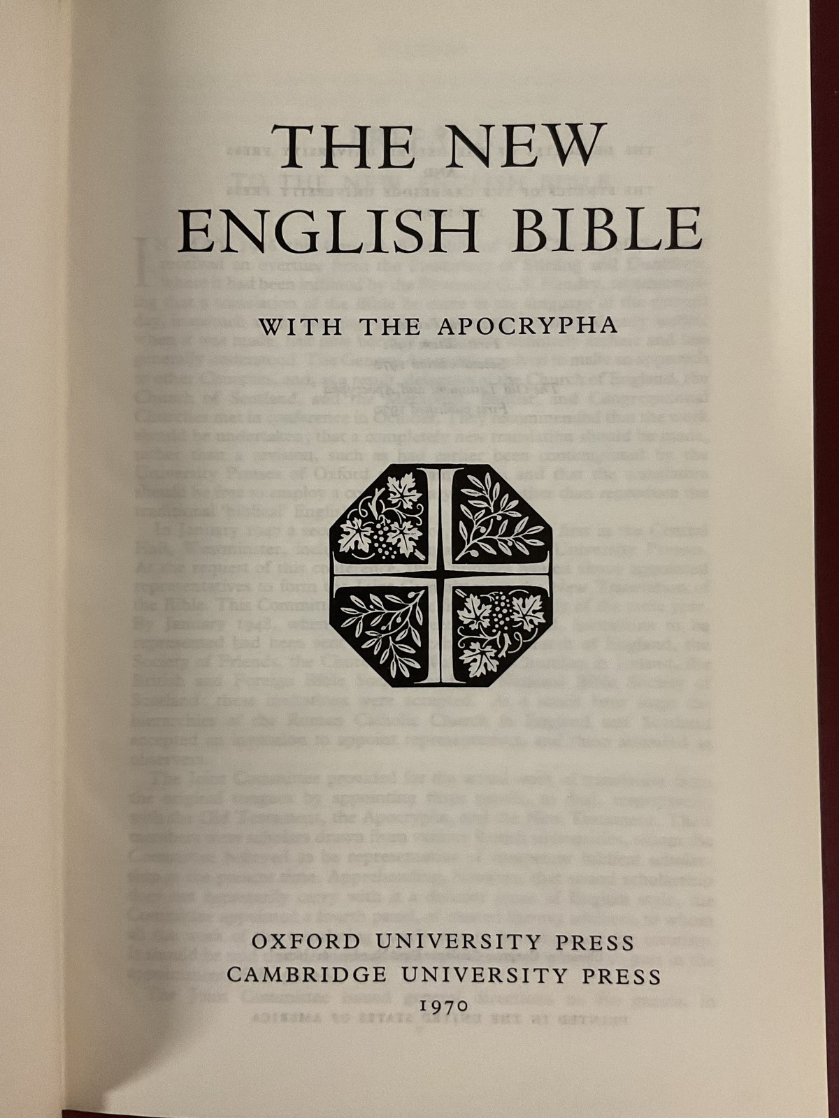The New English Bible with The Apocrypha 1970 Oxford Cambridge University Press