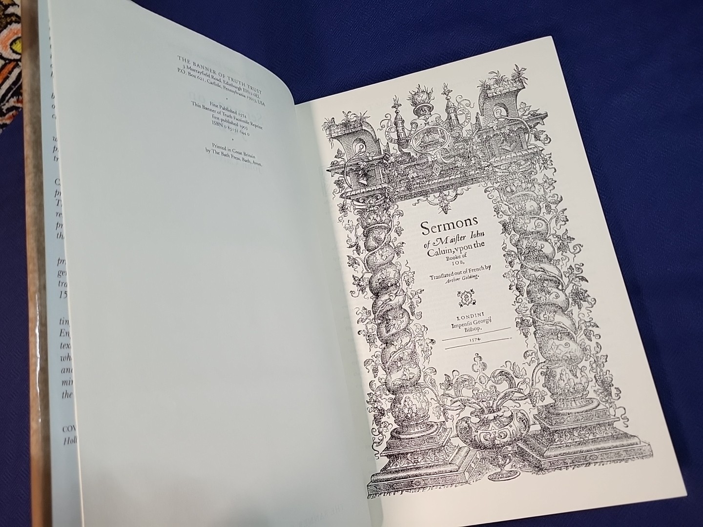 Sermons on Job John Calvin Facsimile of 1574 Edition Banner Truth 1993 HCDJ