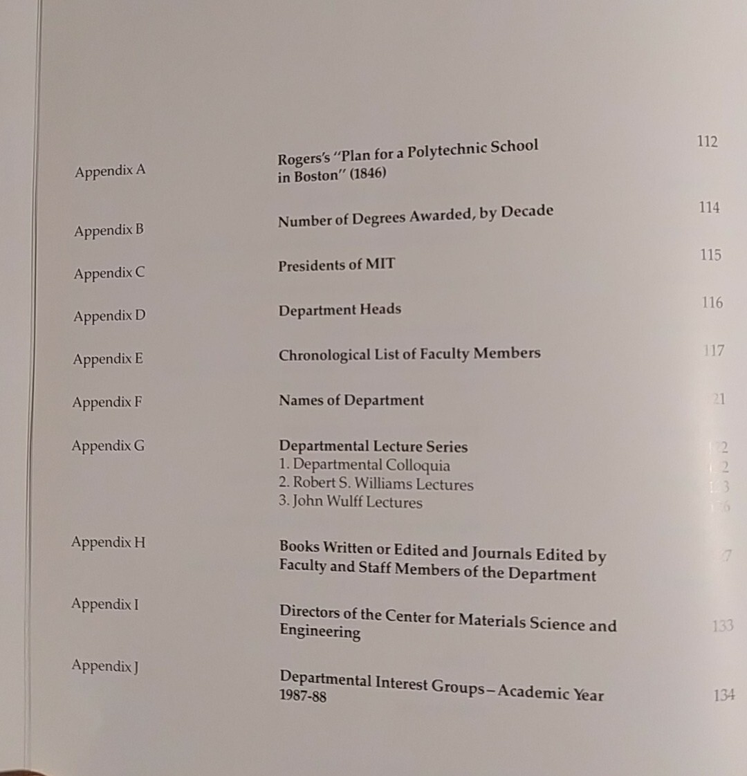 MIT HISTORY METALLURGY MATERIALS SCIENCE AND ENGINEERING 1865 TO 1988 BOSTON MA