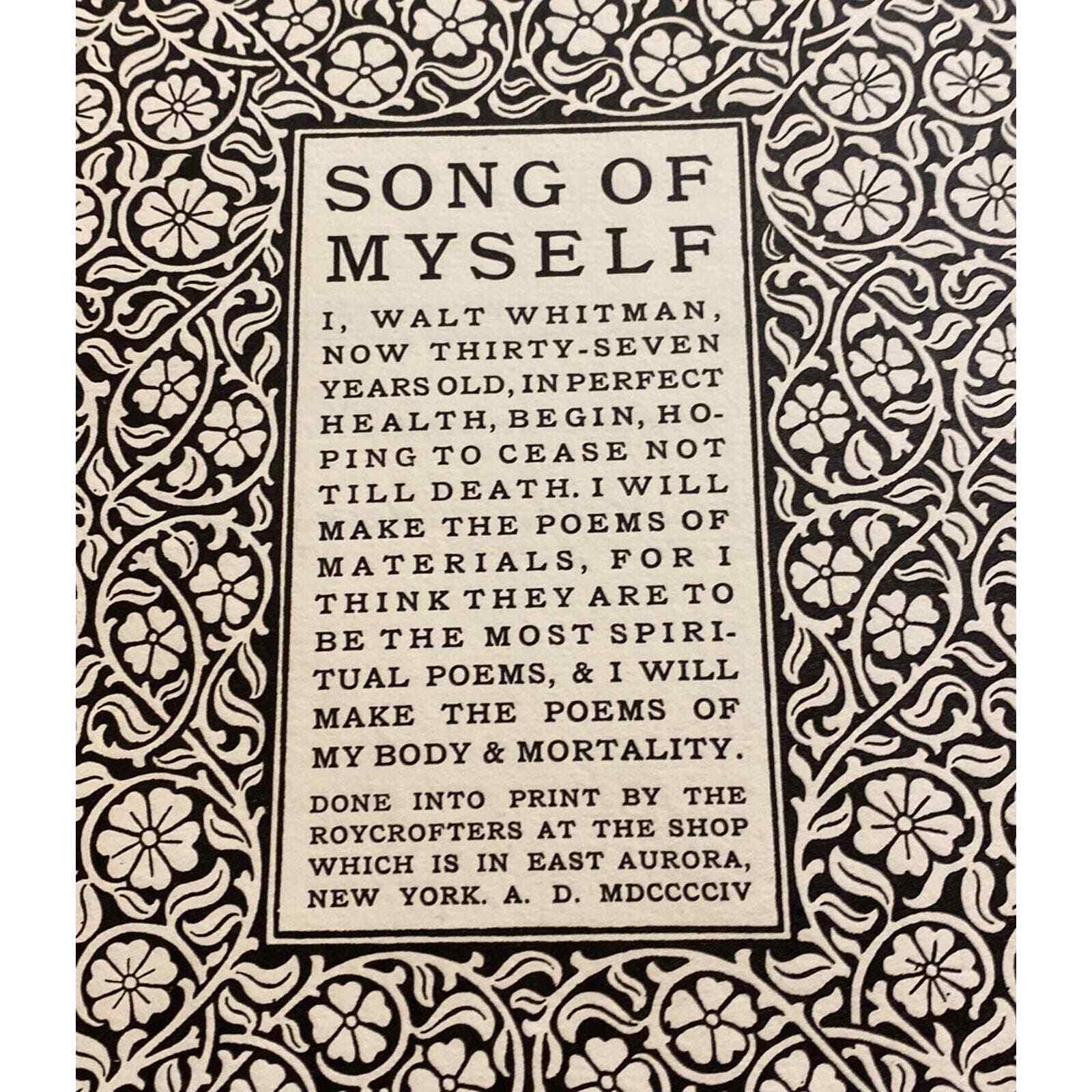 Song of MYSELF WALT WHITMAN roycrofters 1904