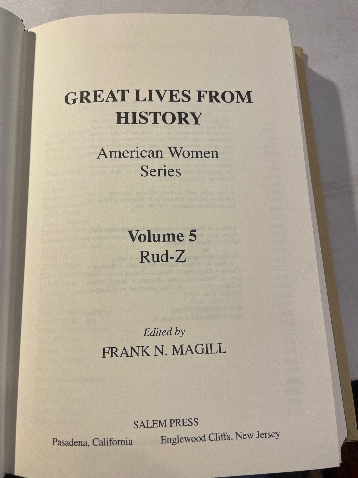 Great Lives from History American Women Series Magill 1995 Salem Press