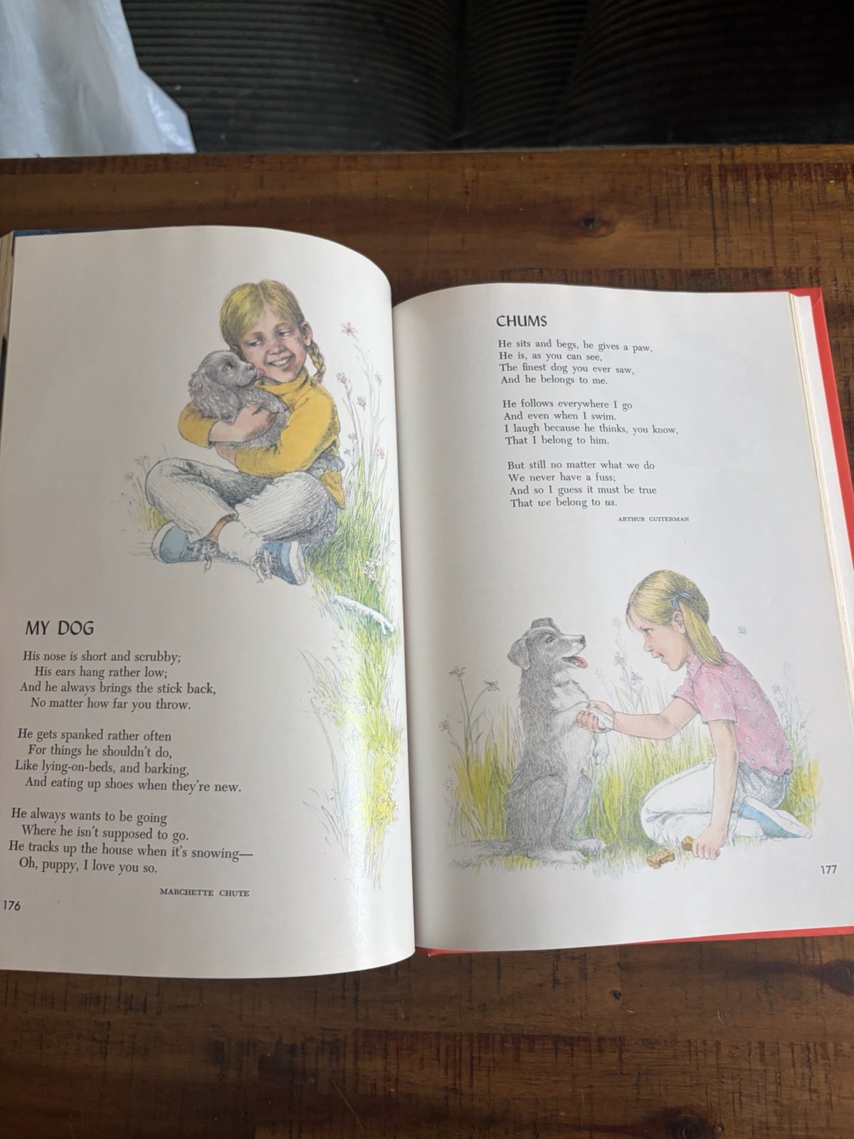 Vintage 1972 MCM Childcraft Poems and Rhymes Illustrated Hardcover Poetry Book