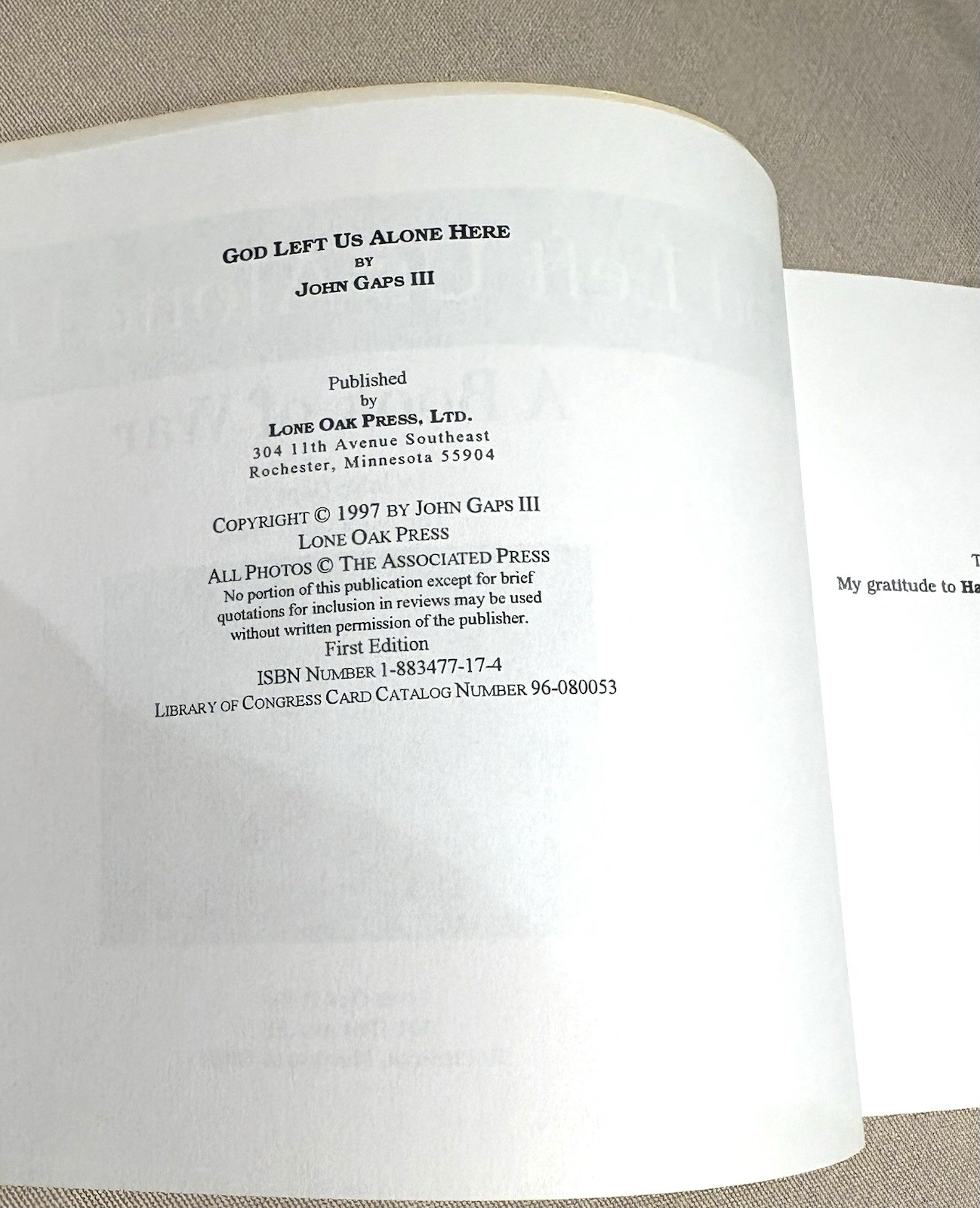 John Gaps III, GOD LEFT US ALONE HERE: A Book of War PB, 1997 86 Pages