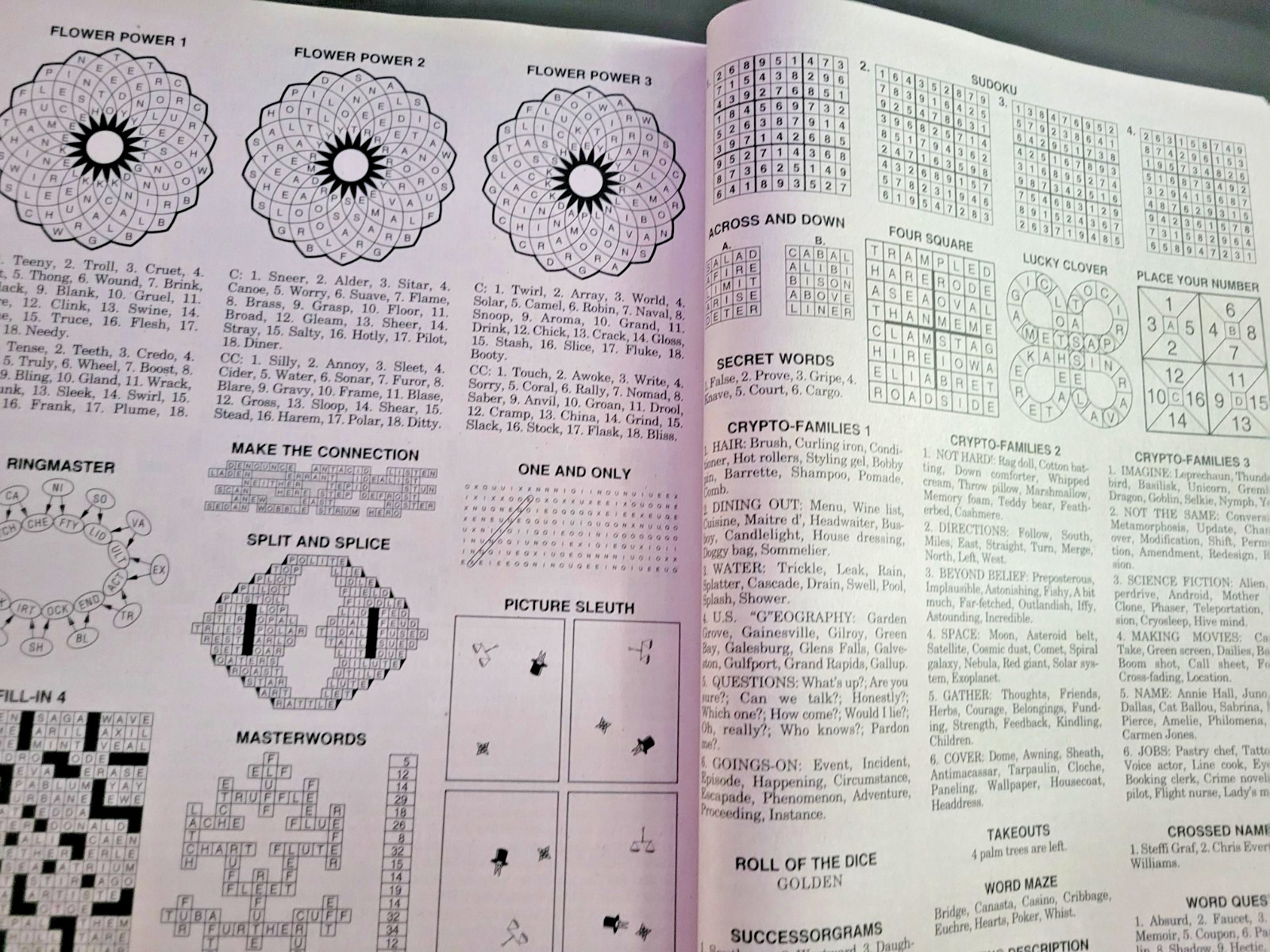 Lot of 2 Family Variety Puzzles & Games & 1 Book With Crosswords by Penny Press