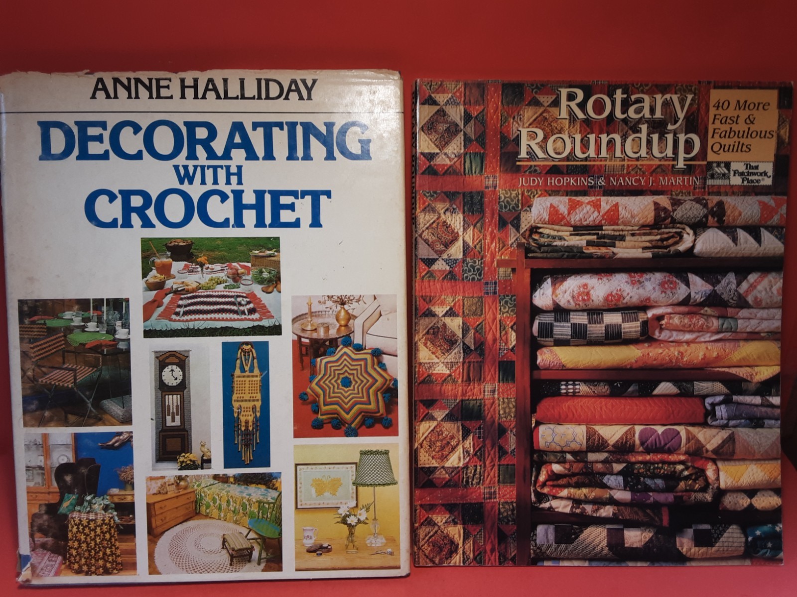 Lot 5 Misc Vintage Crocheting Quilting Books Hardcover