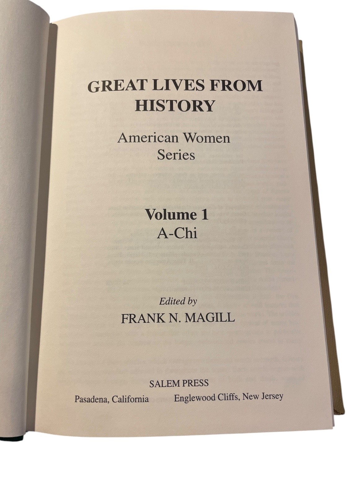 Great Lives from History American Women Series Magill 1995 Salem Press