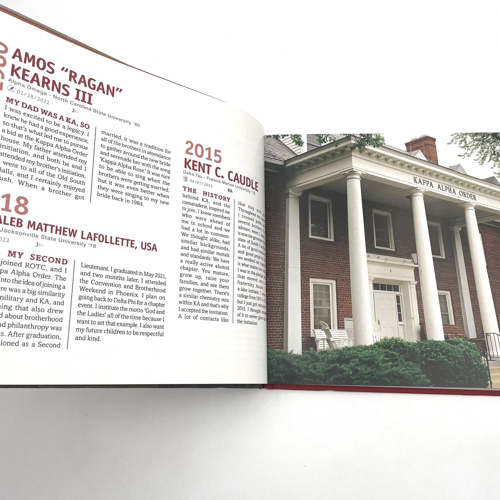 Kappa Alpha Order Oral History Project Book Voluntary Remarks Fraternity HC