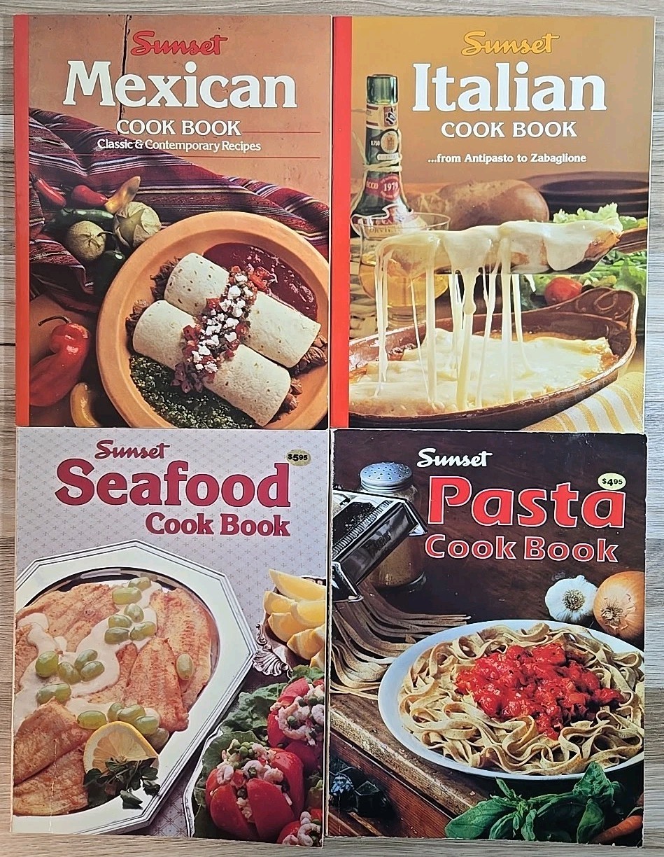 SUNSET Magazine COOKBOOKS Lot of 12 Vintage Recipes Seafood Italian Barbecue