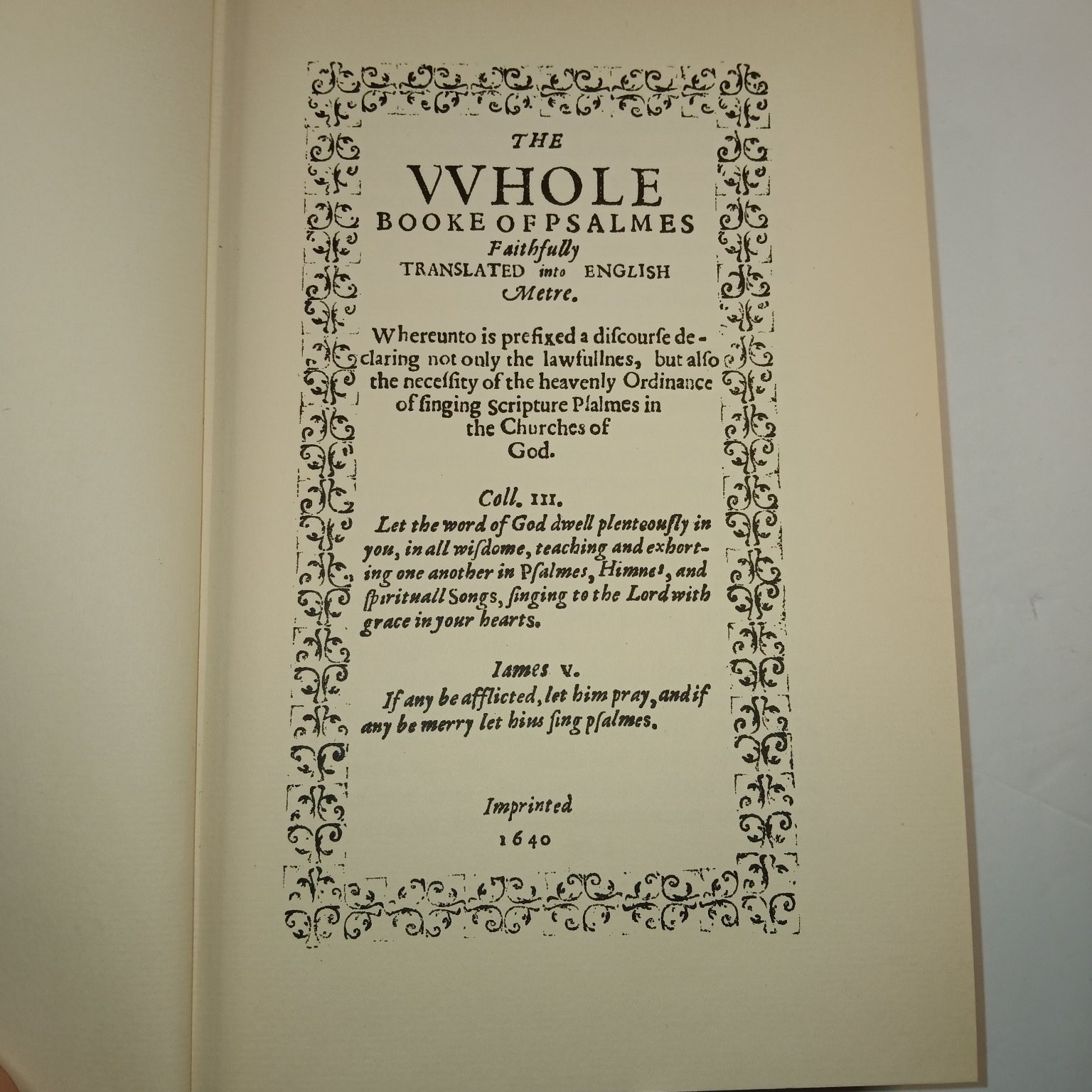 The Bay Psalm Book Facsimile Reprint 1956 University of Chicago Press