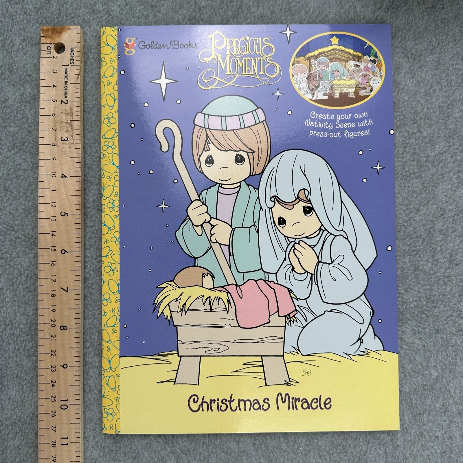 Vintage Precious Moments Book Kids Christmas Miracle Nativity Press-Out Figures