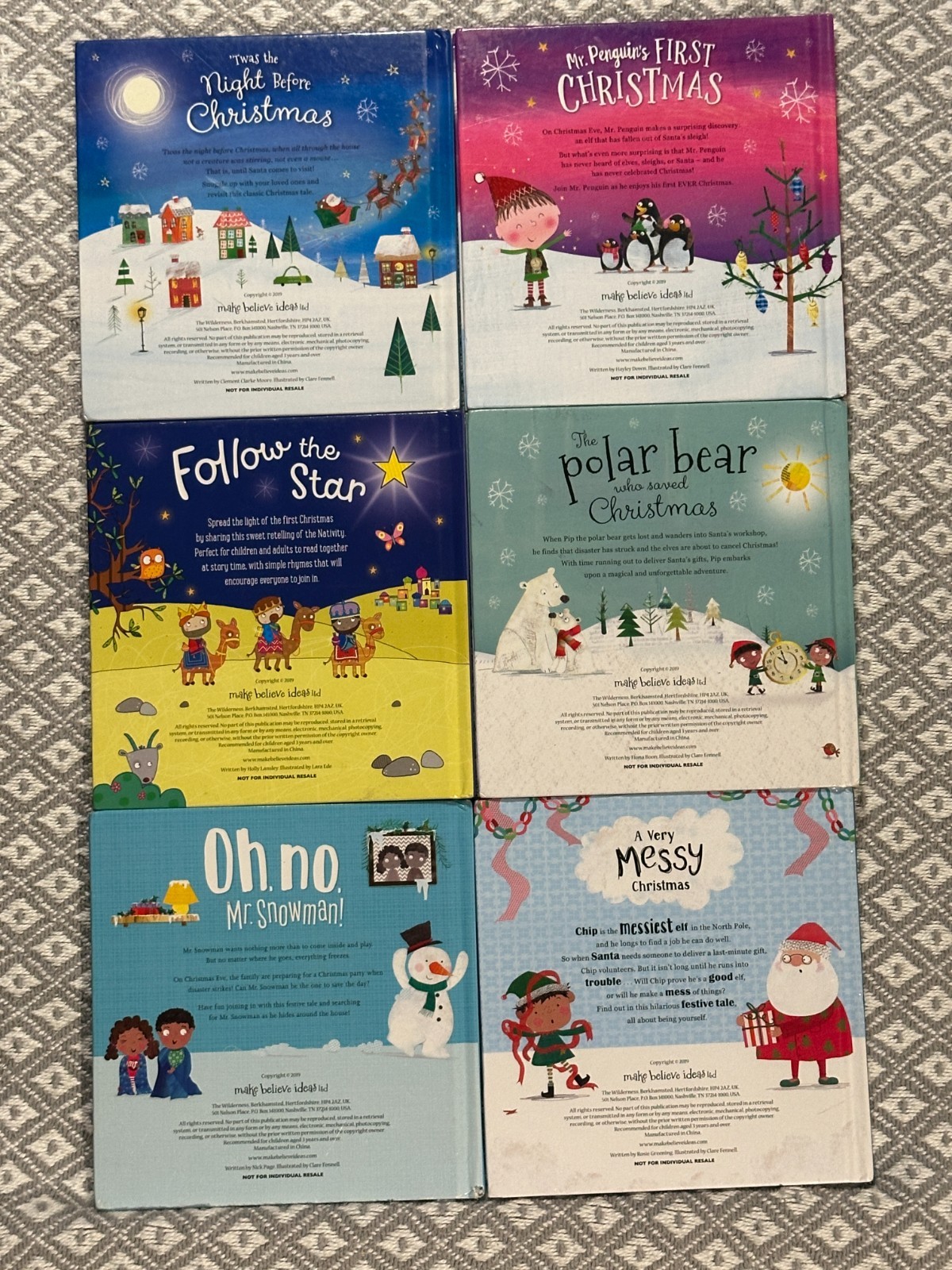 6 books Christmas-Theme Soft Cover Make Believe Ideas various author about 4×4″