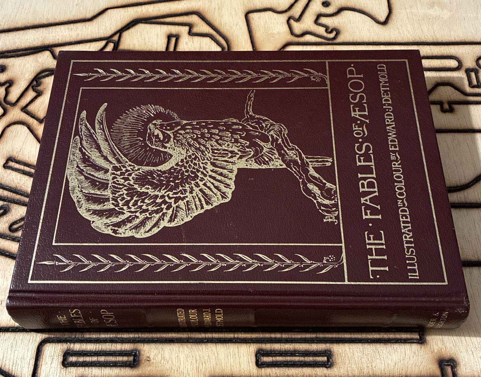 Book Edward Detmold Fables of Aesop Leather Fine Binding Vintage Ltd. Ed. Books