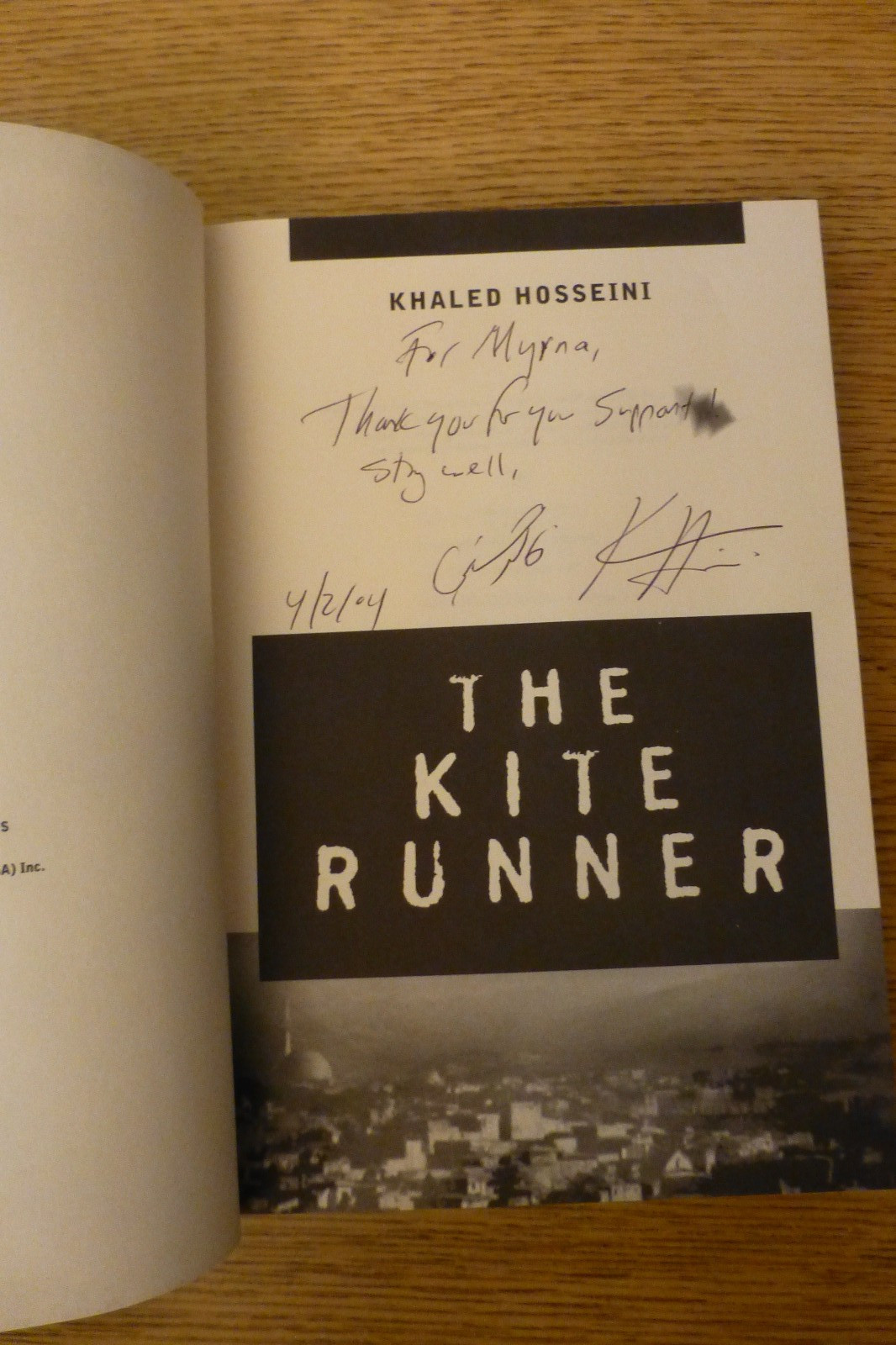 The Kite Runner, Khaled Hosseini, 1st edition, 1st printing, signed, hardcover