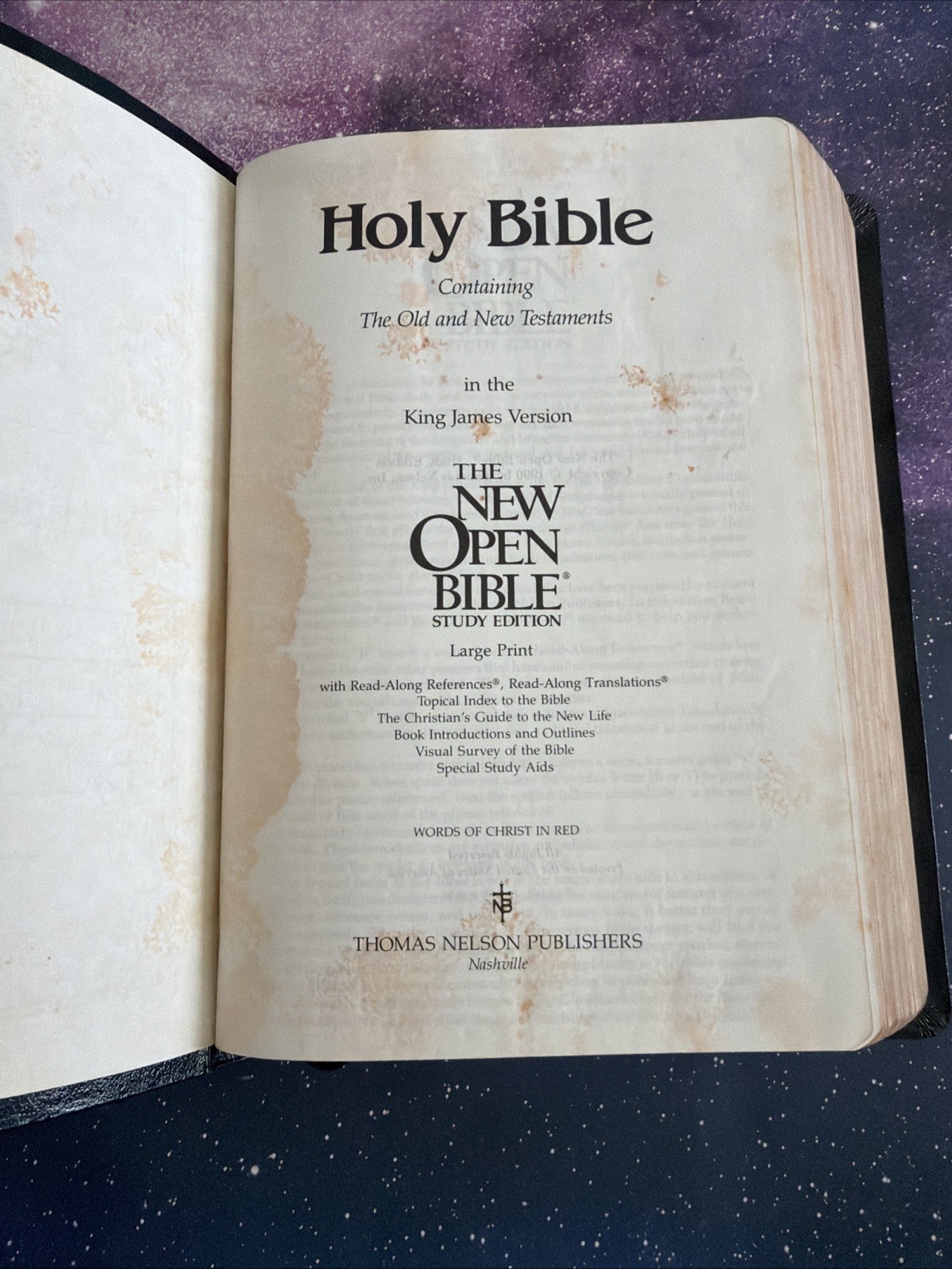 The New Open Bible KJV Large Print Edition Nelson 1665 Black Leather