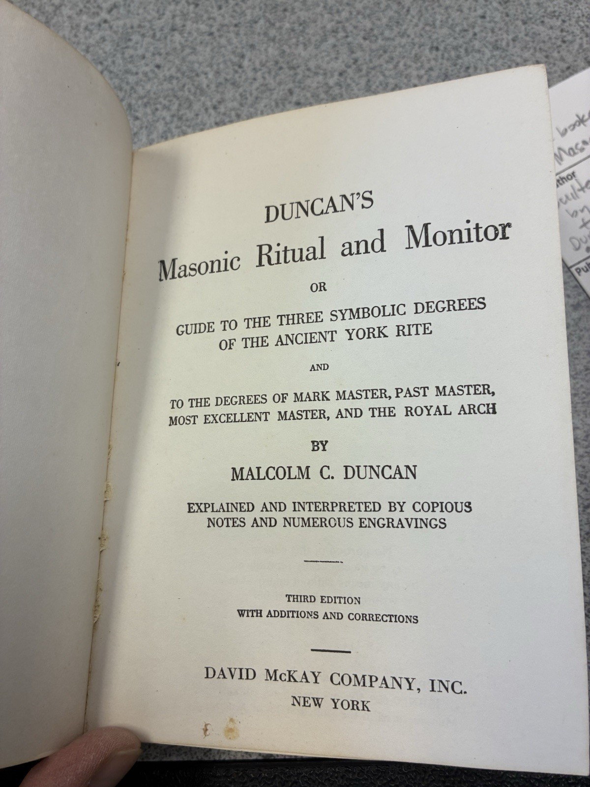 The Builders, and Duncan’s Ritual of Freemasonry (lot of 2 volumes)