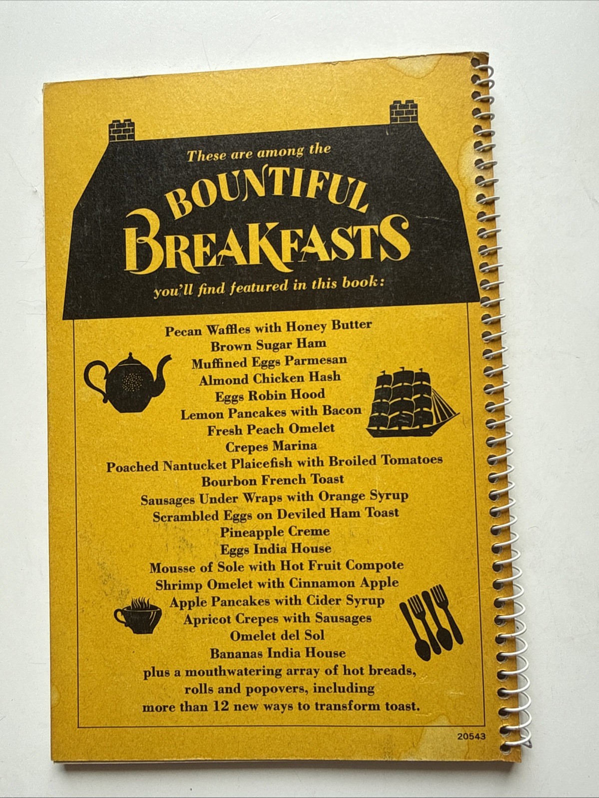 Bountiful Breakfasts Nantucket Inn Cookbook Stephen DeBaun Spiral Vintage 1970s