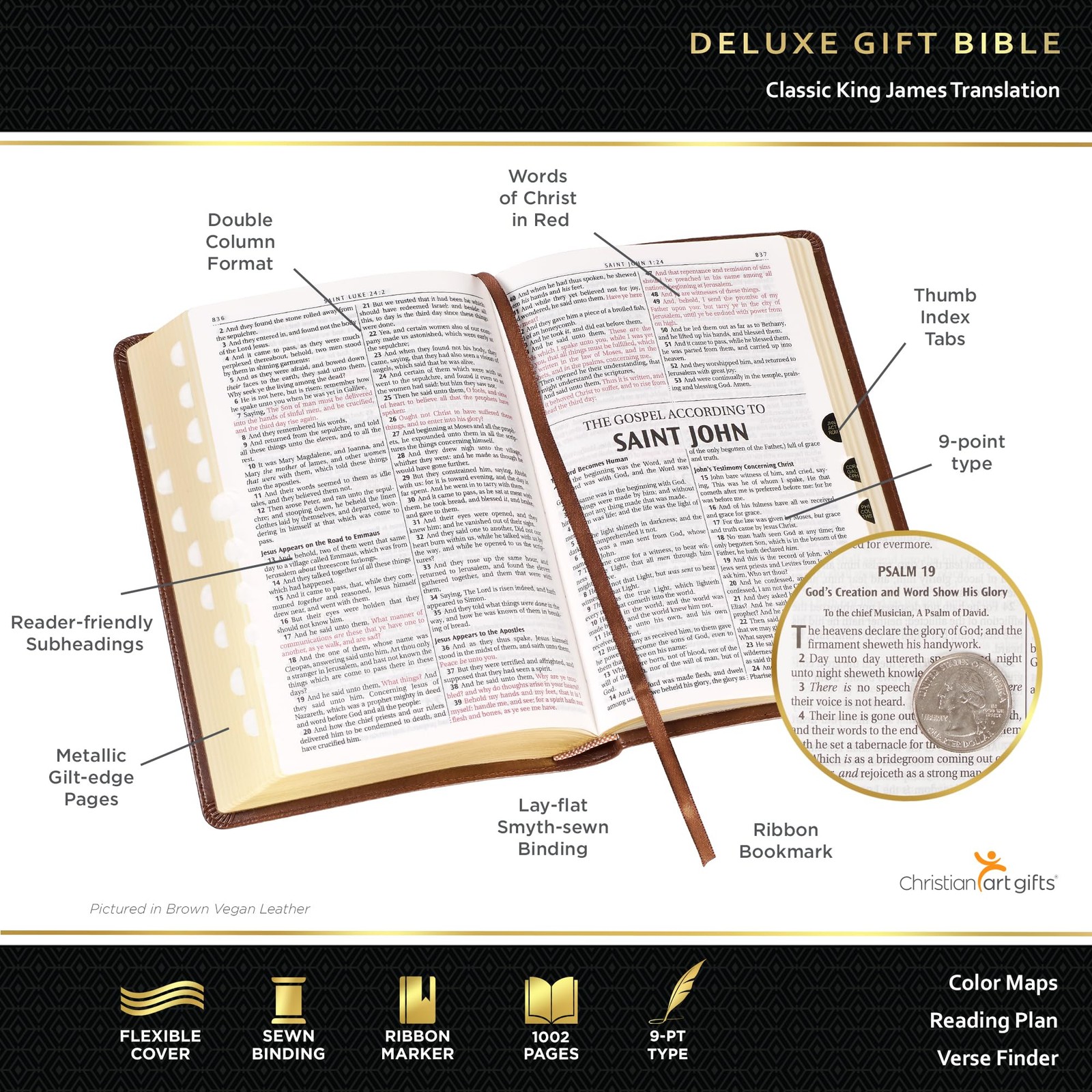 Medium Brown KJV Deluxe Bible with Thumb Index BRAND NEW in Shrink Wrap