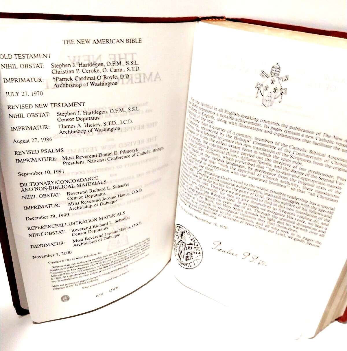 The New American Bible Catholic World Press Red Letter Edition 1987, 2402BG