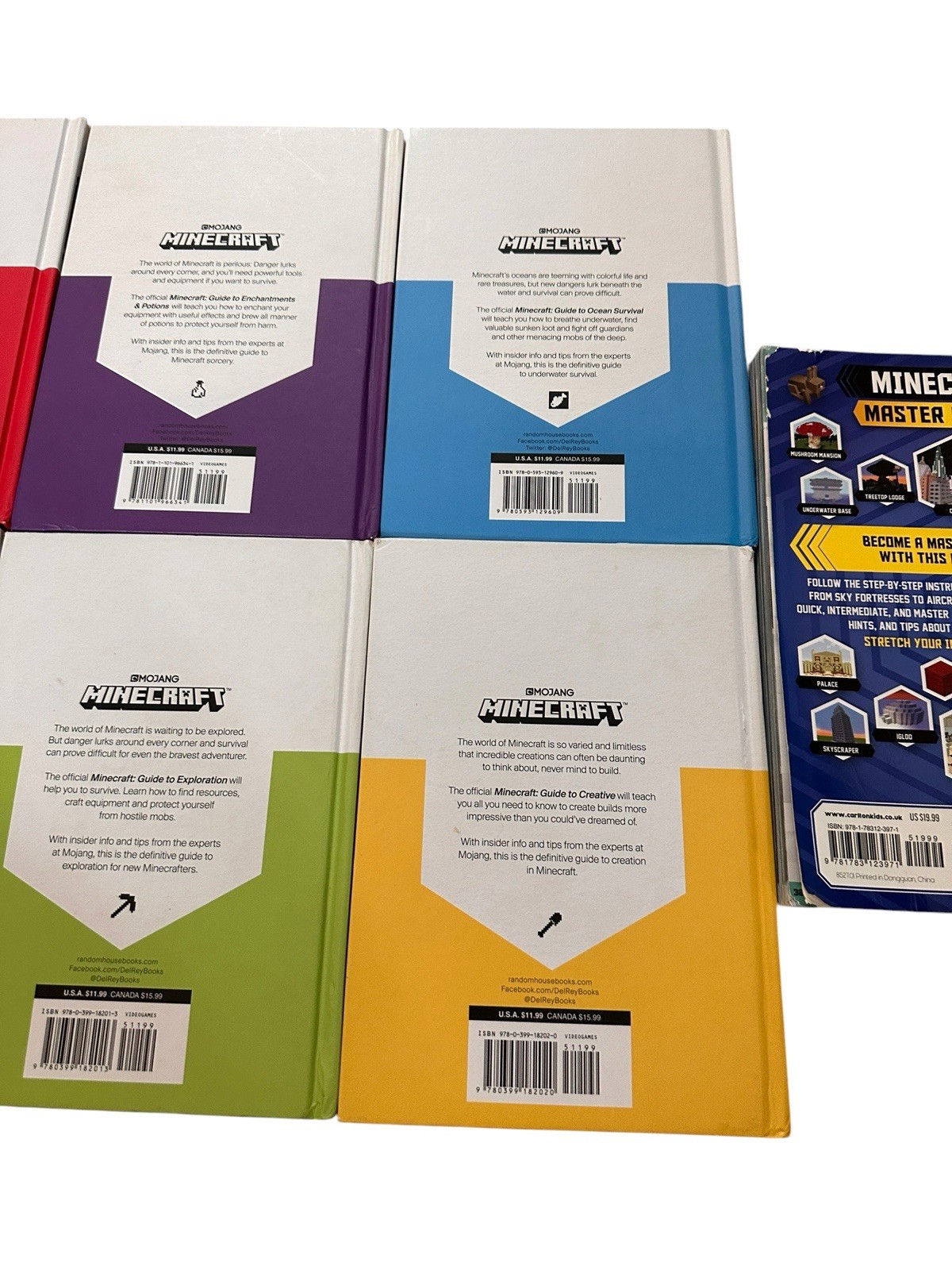 Minecraft Mojang 6 Hardcover Guides Master Builder Softcover 3- First US Edition