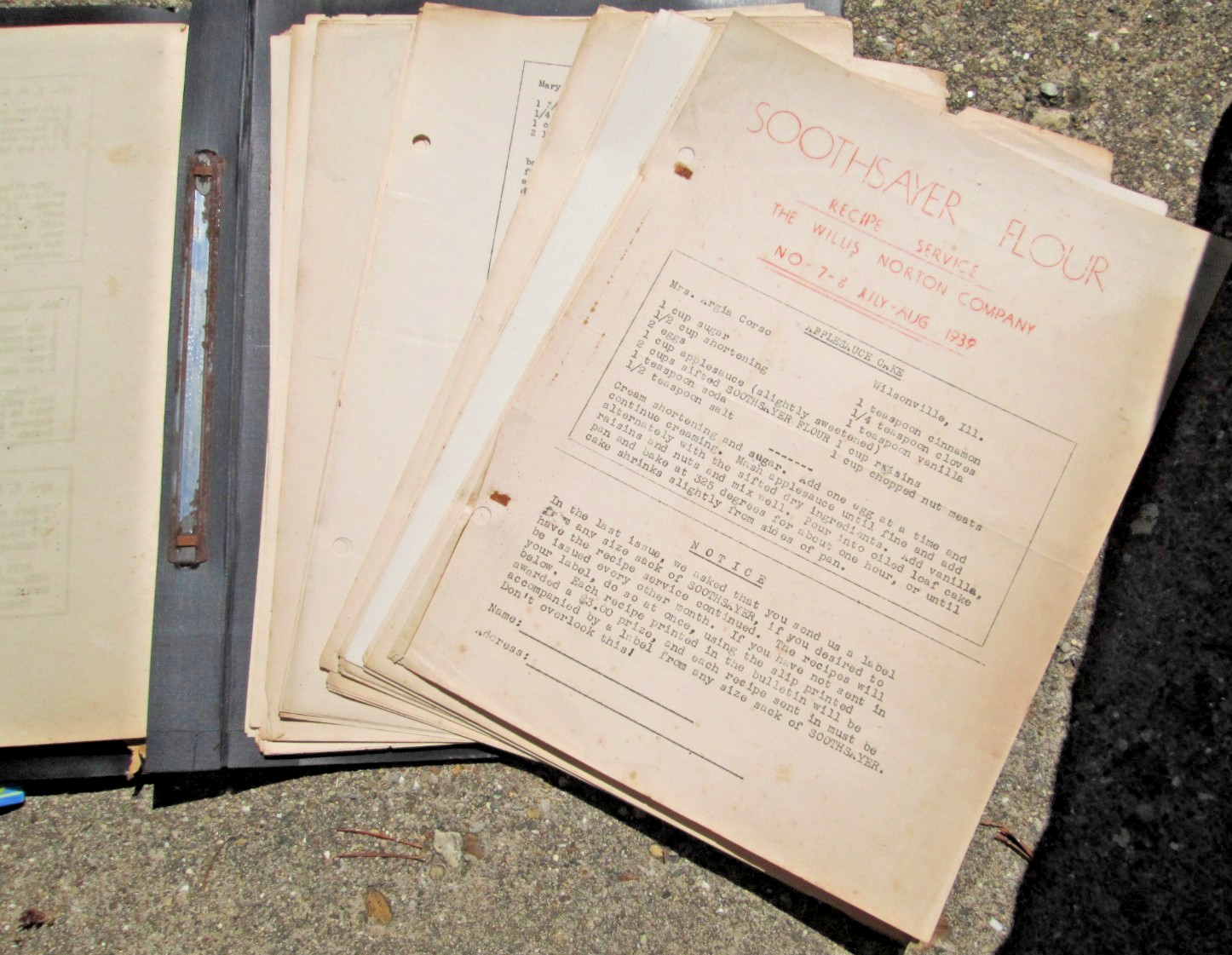 Soothsayer Flour Recipe Service Folder with Monthly Bulletins from 1938-1939