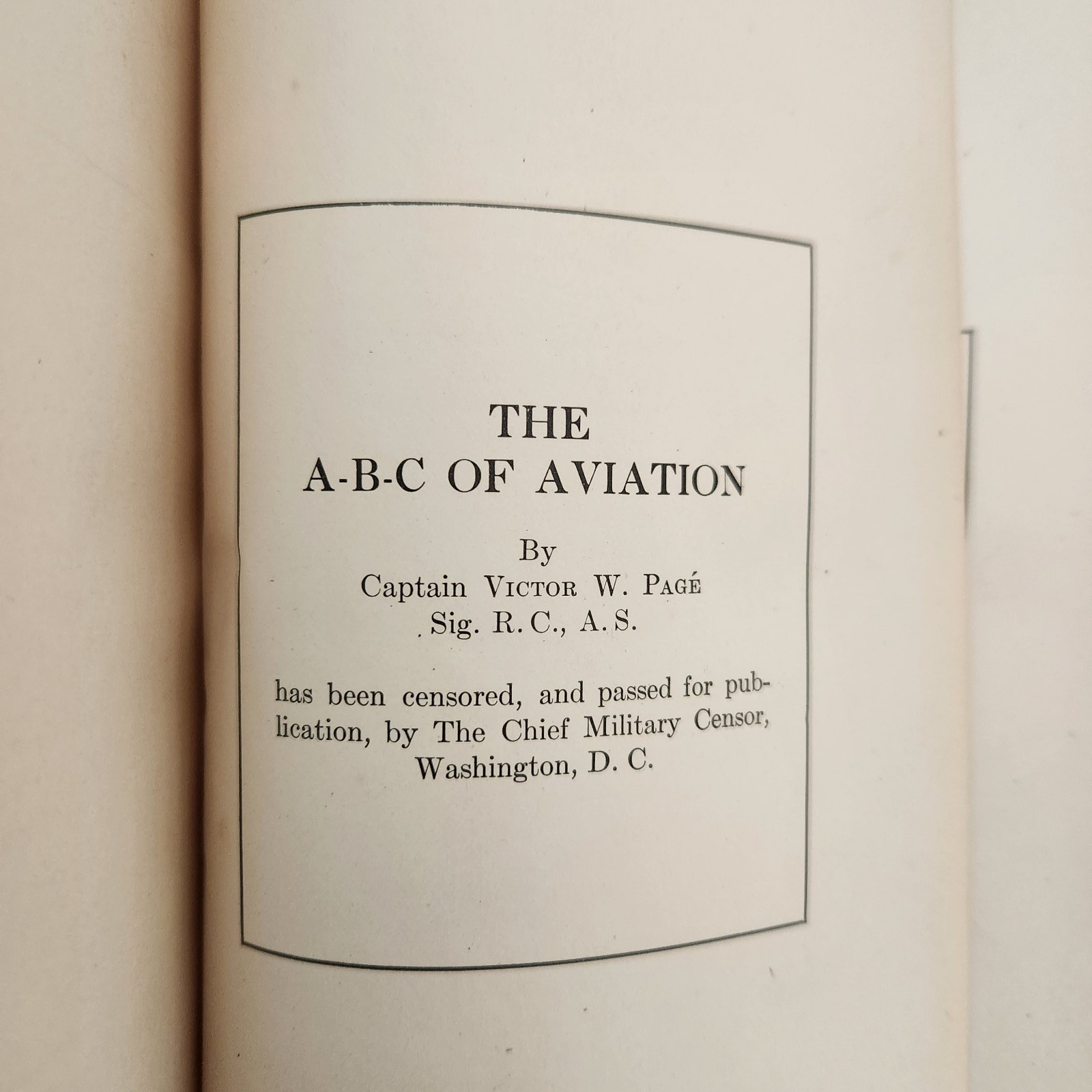 ABC of Aviation 1919 Antique Aircraft Flight Biplane Manual Page First Edition